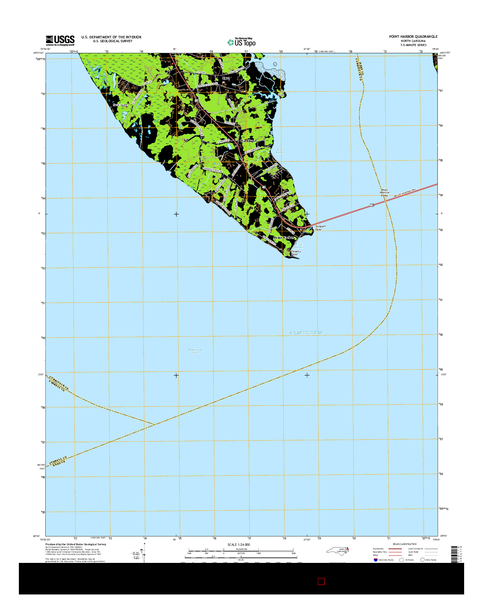 USGS US TOPO 7.5-MINUTE MAP FOR POINT HARBOR, NC 2016