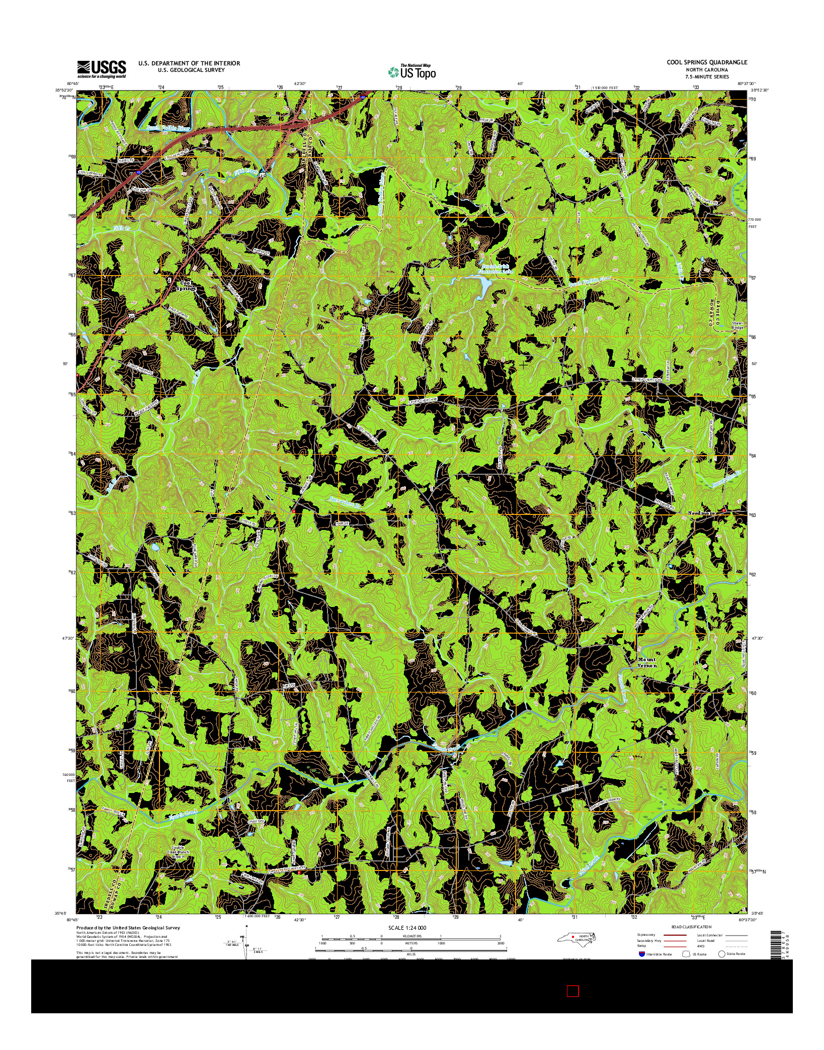 USGS US TOPO 7.5-MINUTE MAP FOR COOL SPRINGS, NC 2016