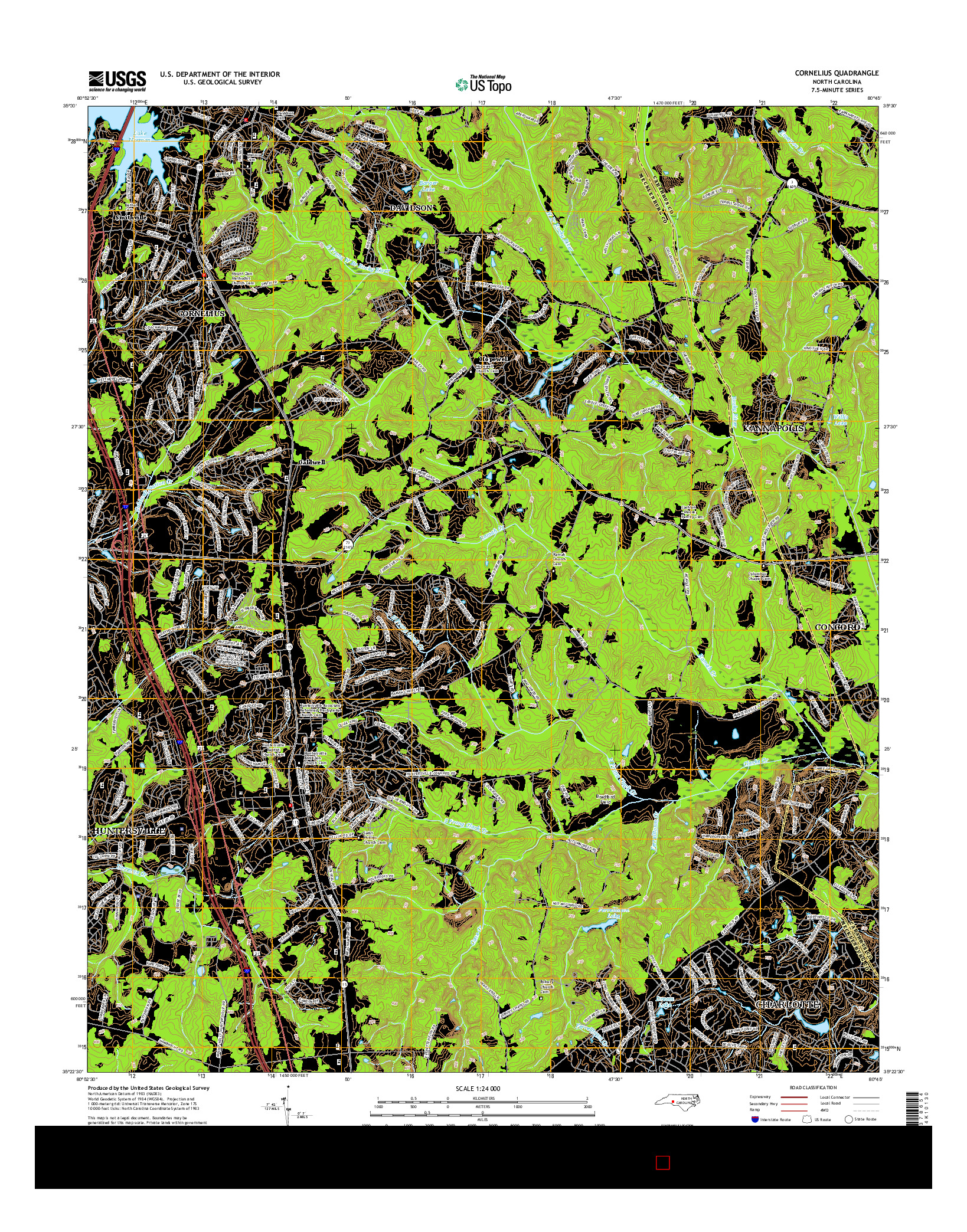 USGS US TOPO 7.5-MINUTE MAP FOR CORNELIUS, NC 2016