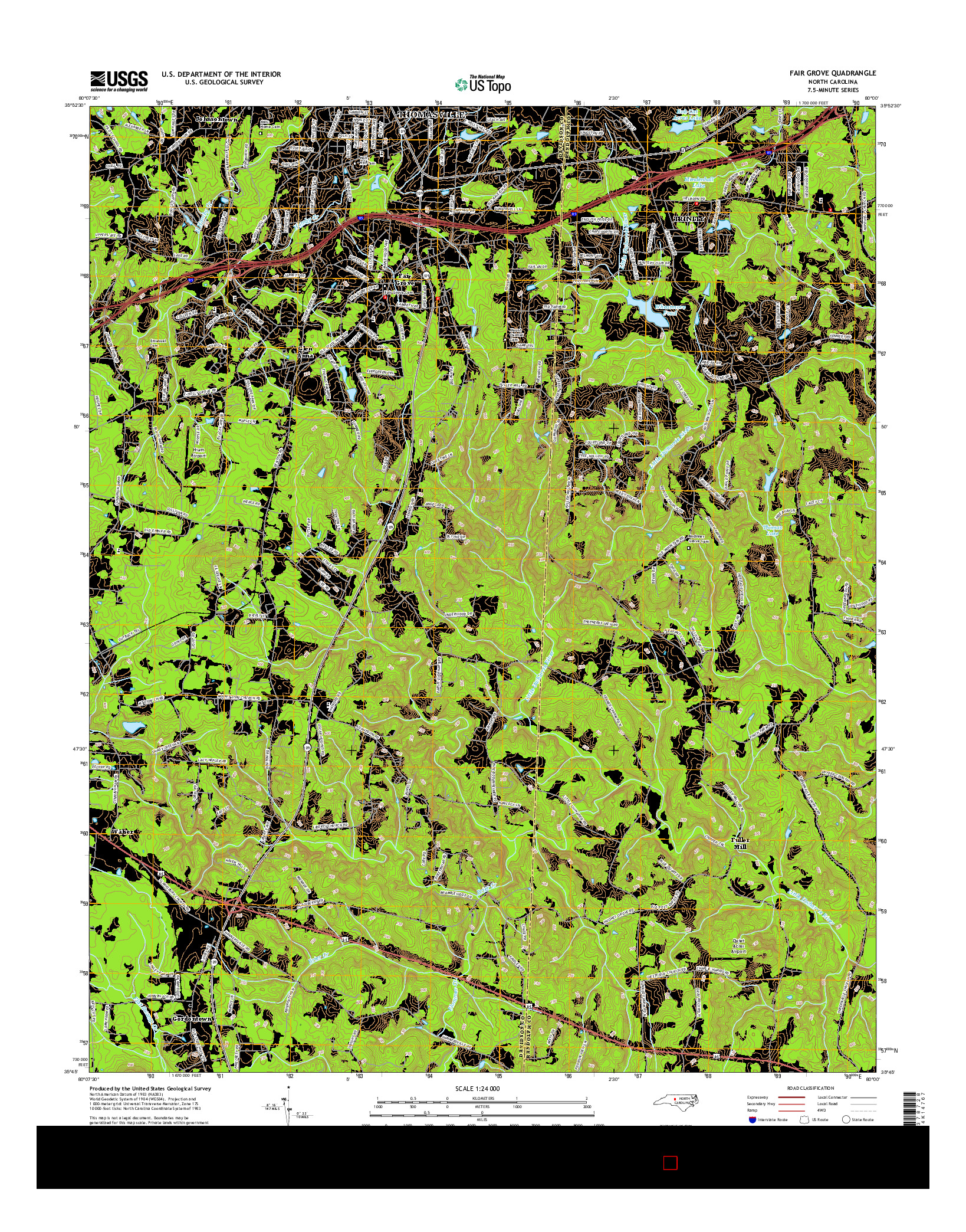 USGS US TOPO 7.5-MINUTE MAP FOR FAIR GROVE, NC 2016