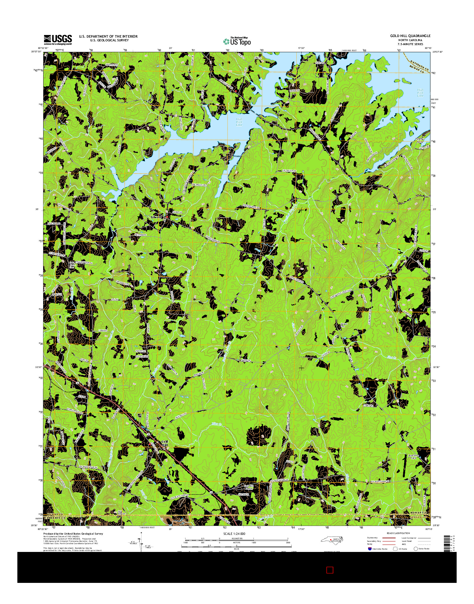 USGS US TOPO 7.5-MINUTE MAP FOR GOLD HILL, NC 2016