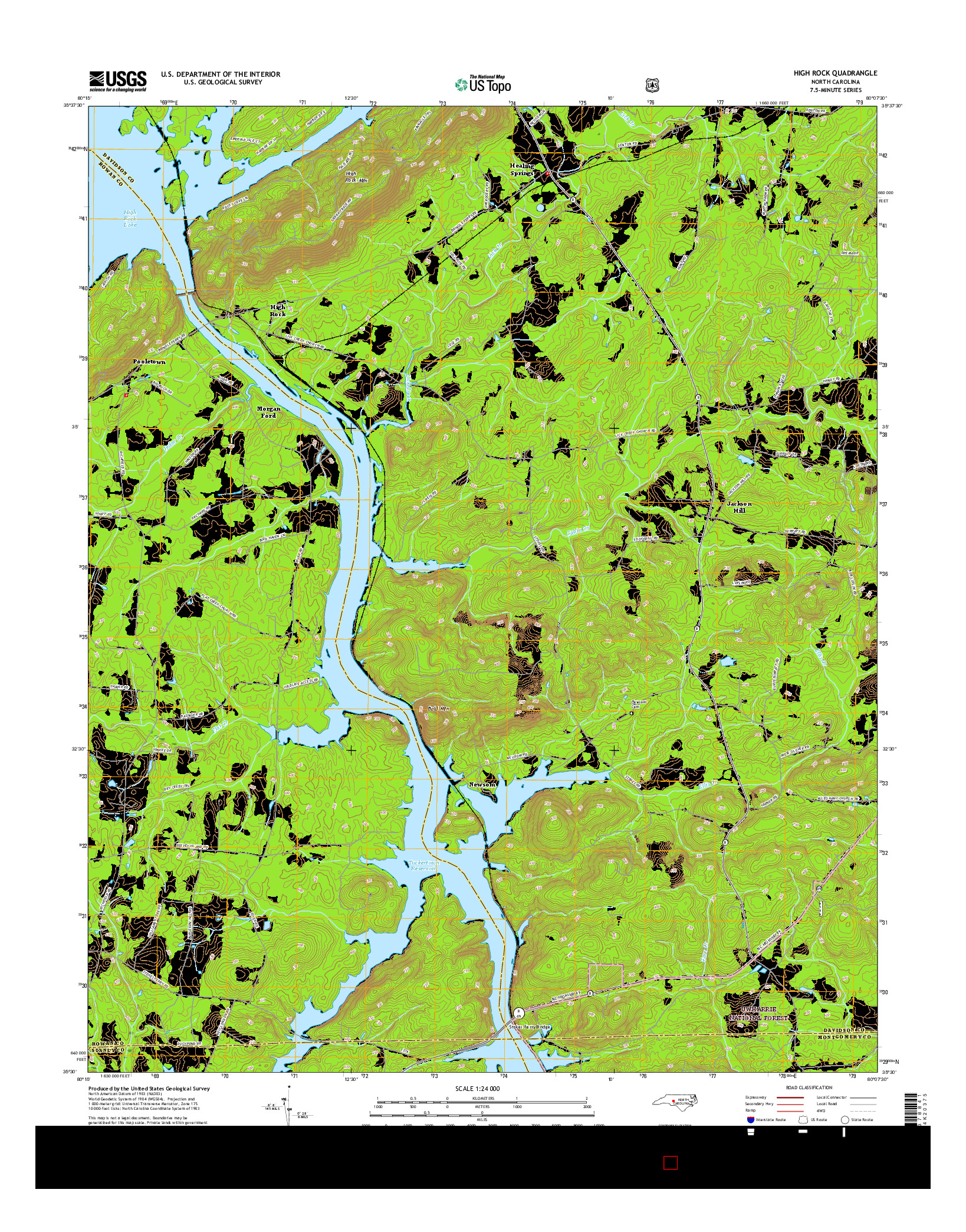 USGS US TOPO 7.5-MINUTE MAP FOR HIGH ROCK, NC 2016