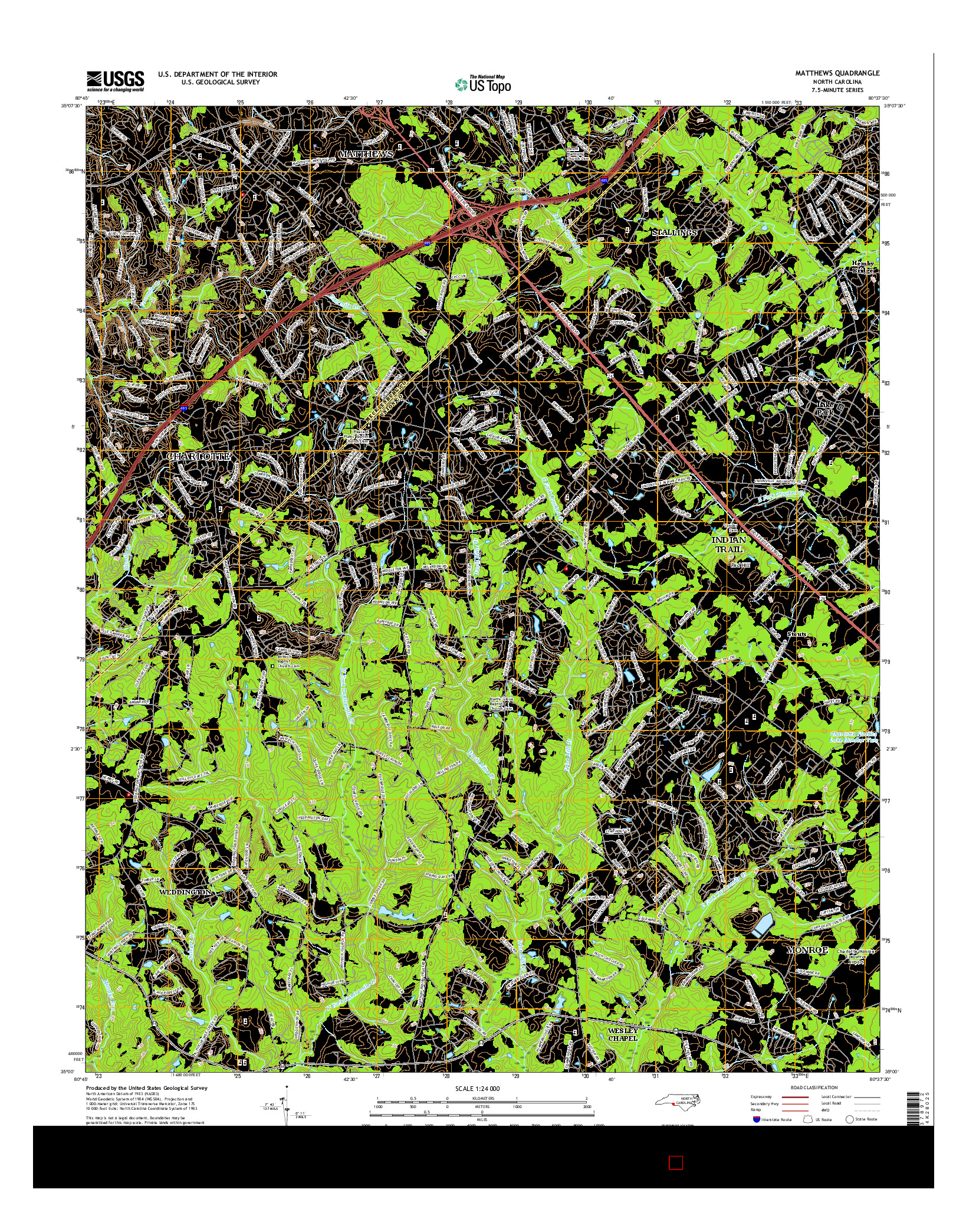 USGS US TOPO 7.5-MINUTE MAP FOR MATTHEWS, NC 2016