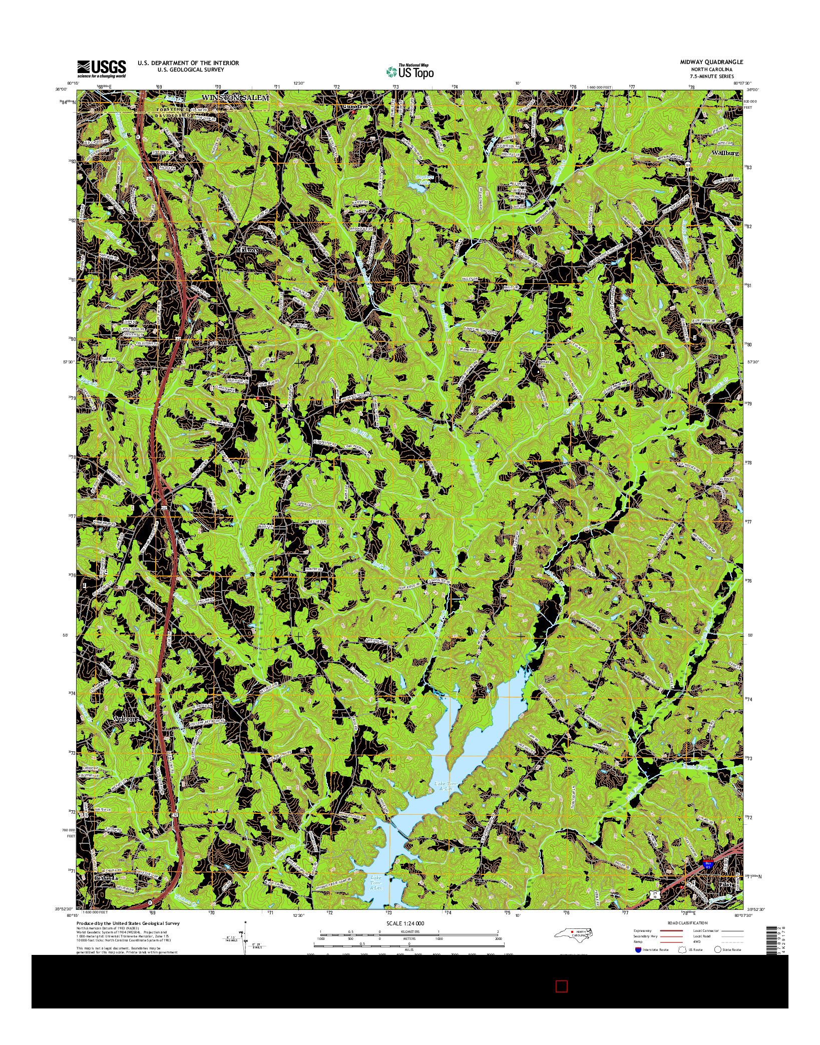 USGS US TOPO 7.5-MINUTE MAP FOR MIDWAY, NC 2016