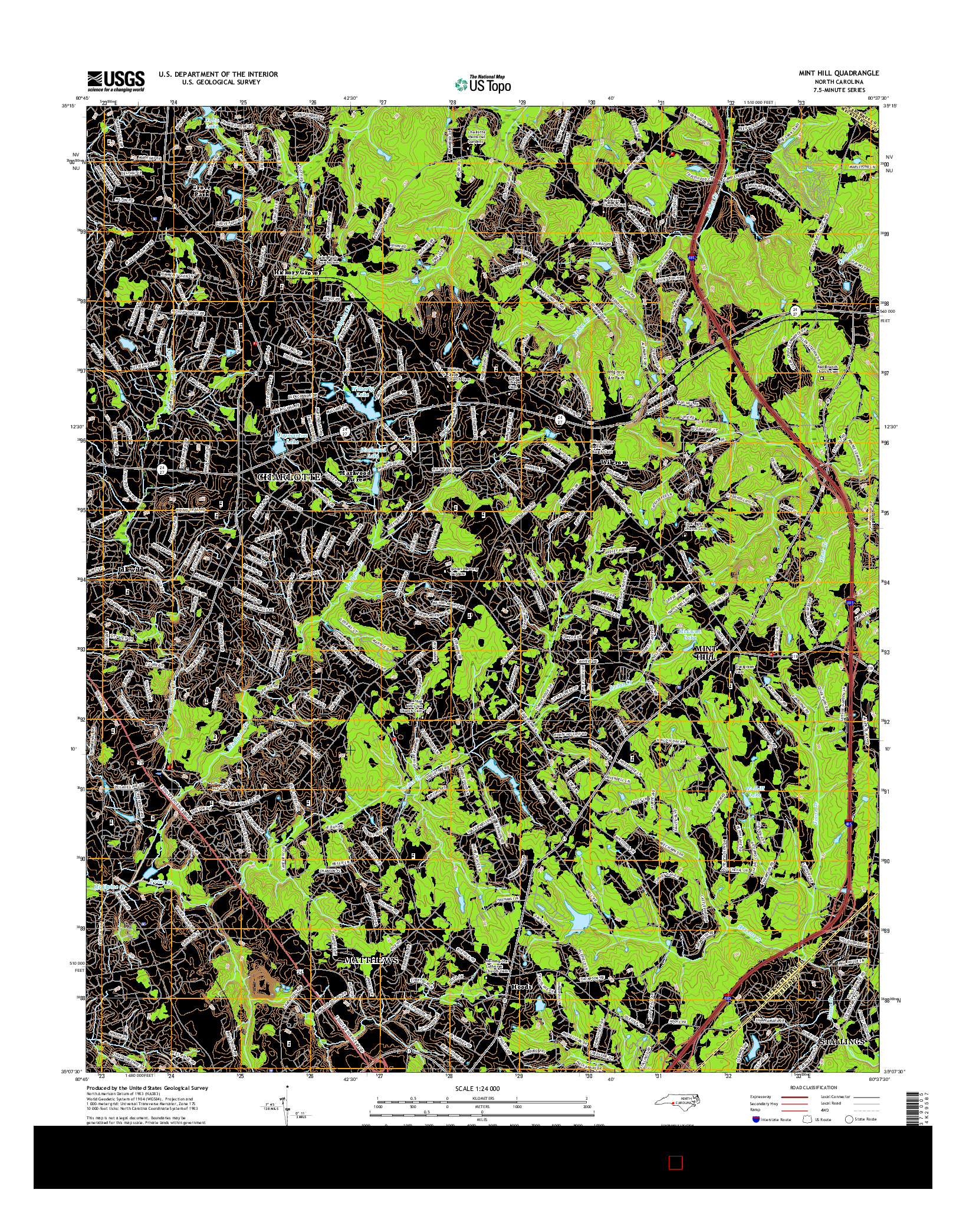 USGS US TOPO 7.5-MINUTE MAP FOR MINT HILL, NC 2016