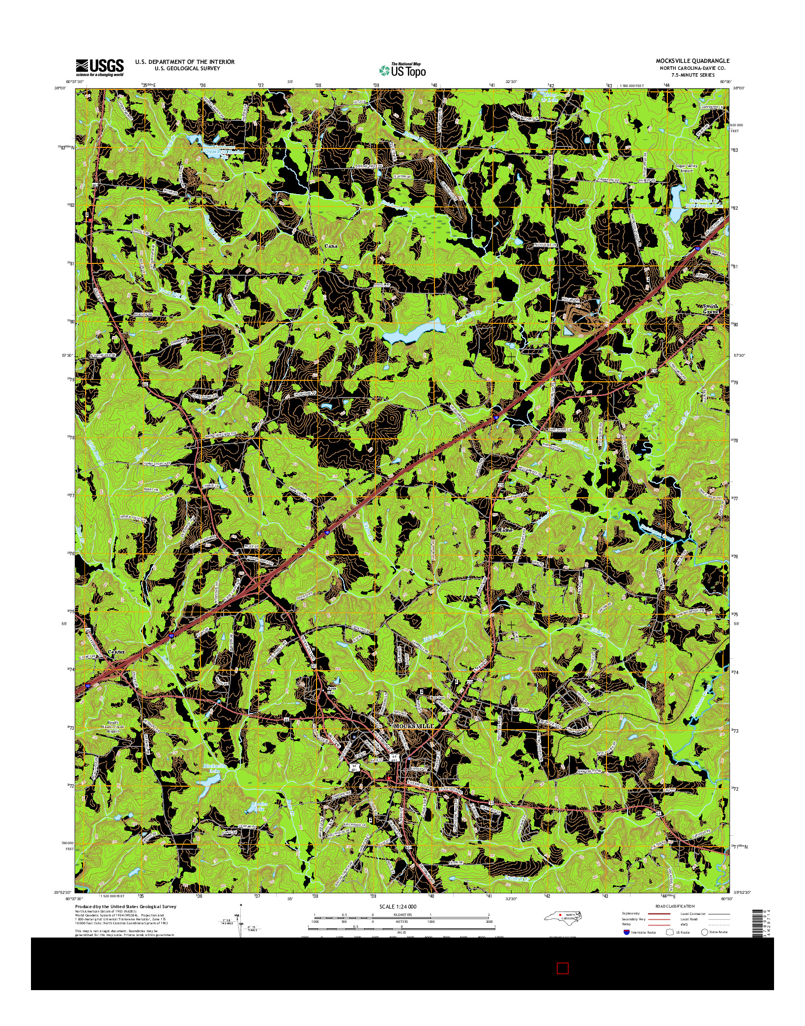 USGS US TOPO 7.5-MINUTE MAP FOR MOCKSVILLE, NC 2016