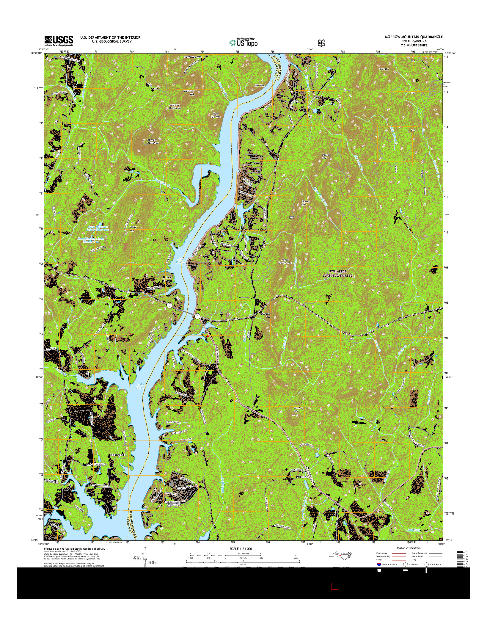 USGS US TOPO 7.5-MINUTE MAP FOR MORROW MOUNTAIN, NC 2016