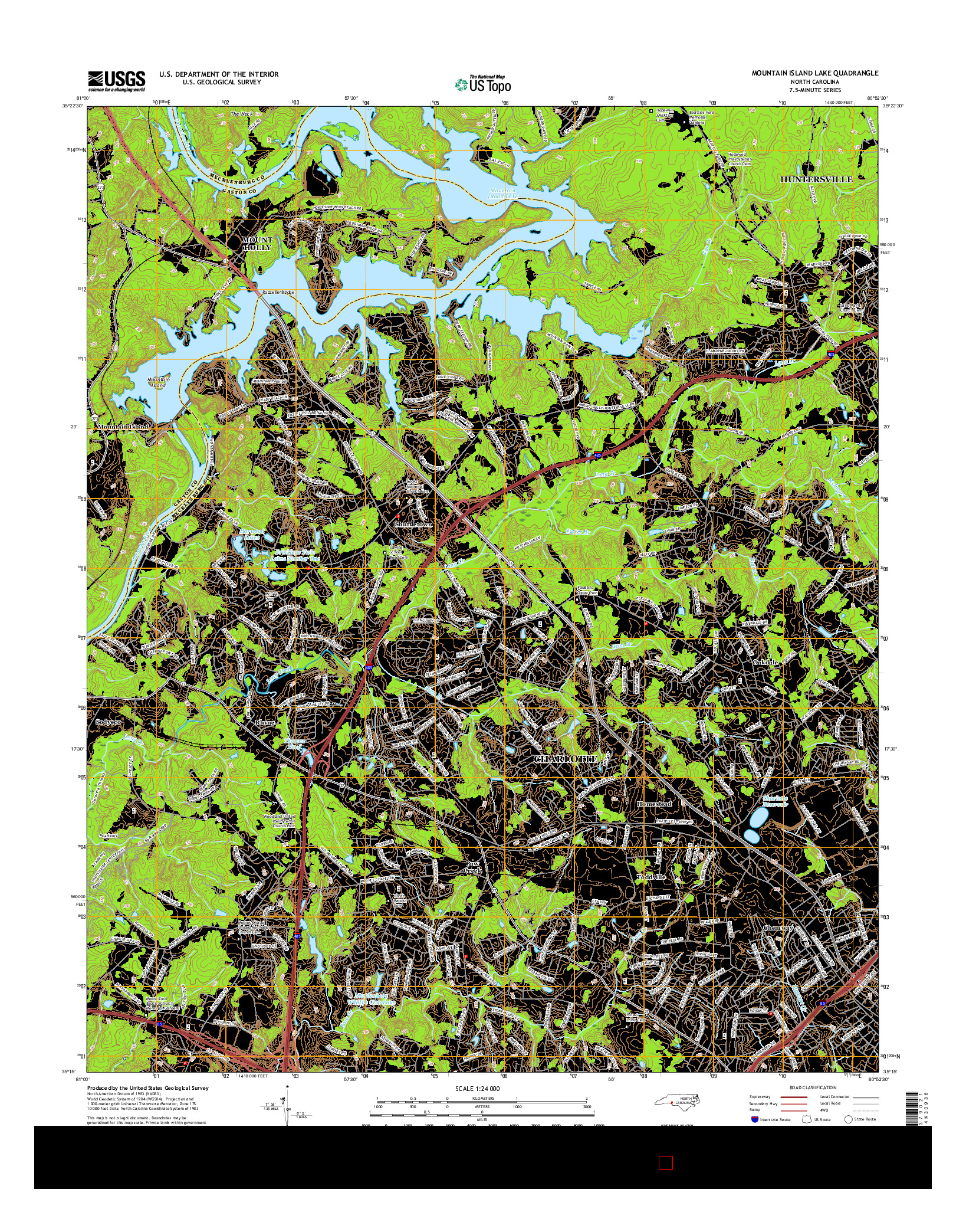 USGS US TOPO 7.5-MINUTE MAP FOR MOUNTAIN ISLAND LAKE, NC 2016