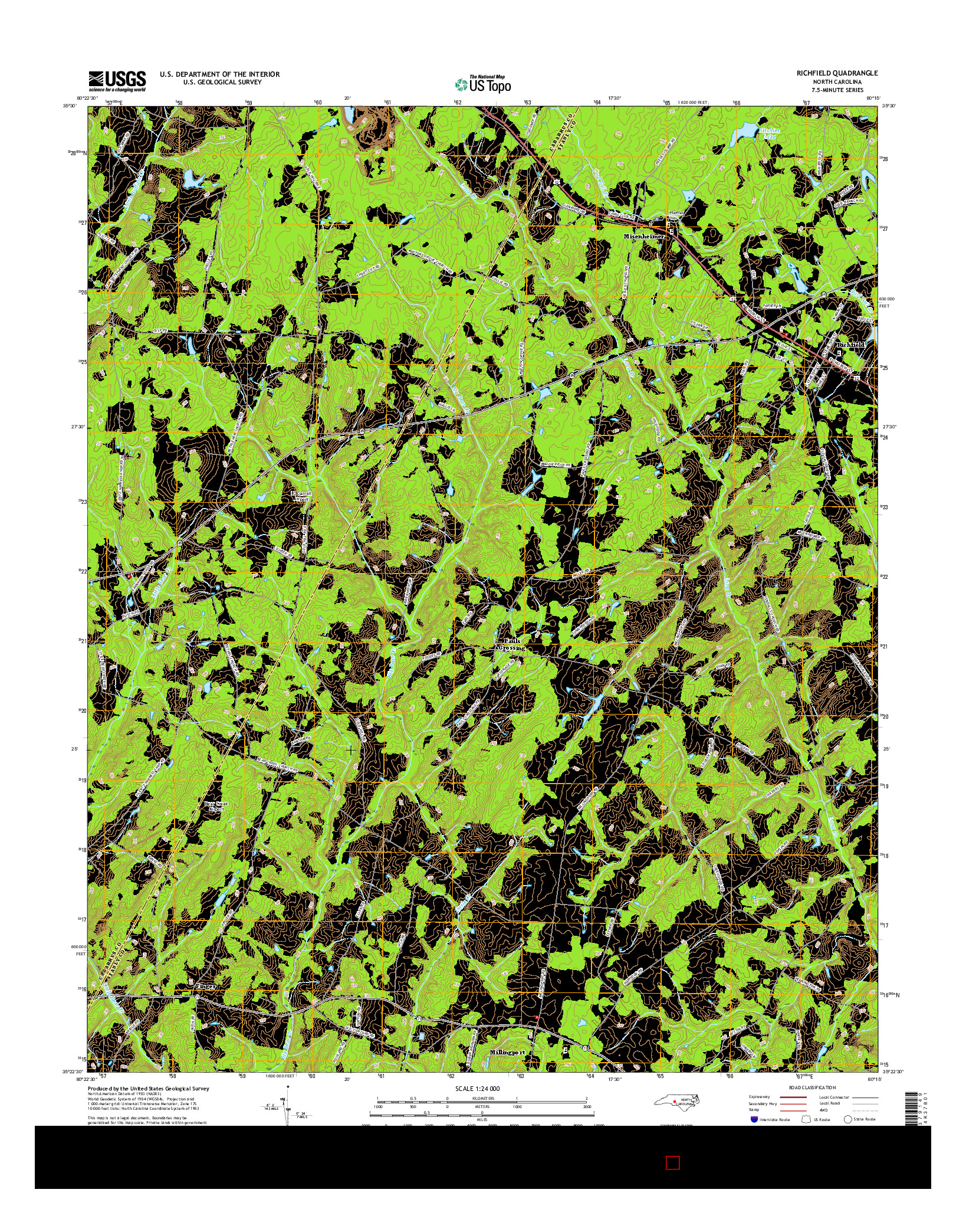 USGS US TOPO 7.5-MINUTE MAP FOR RICHFIELD, NC 2016