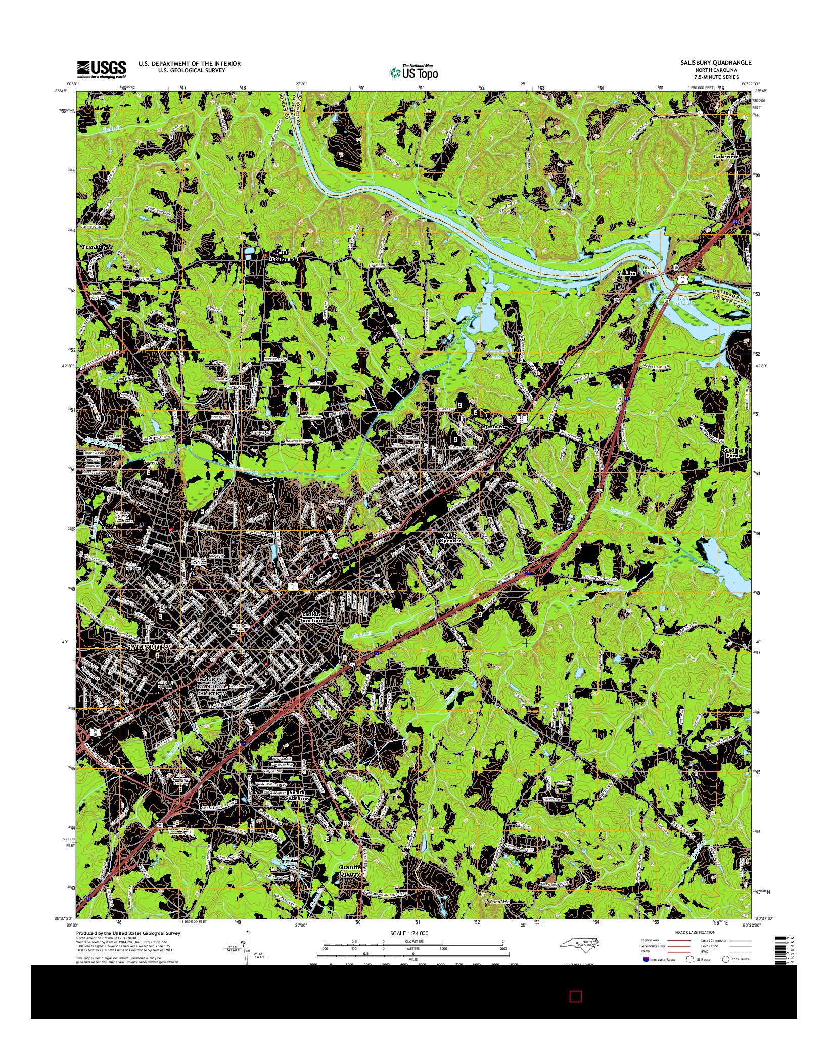USGS US TOPO 7.5-MINUTE MAP FOR SALISBURY, NC 2016