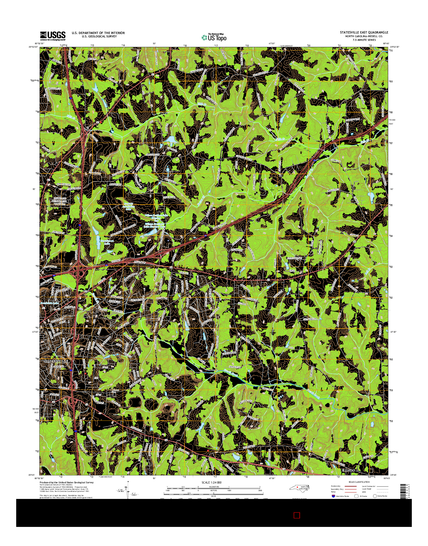 USGS US TOPO 7.5-MINUTE MAP FOR STATESVILLE EAST, NC 2016