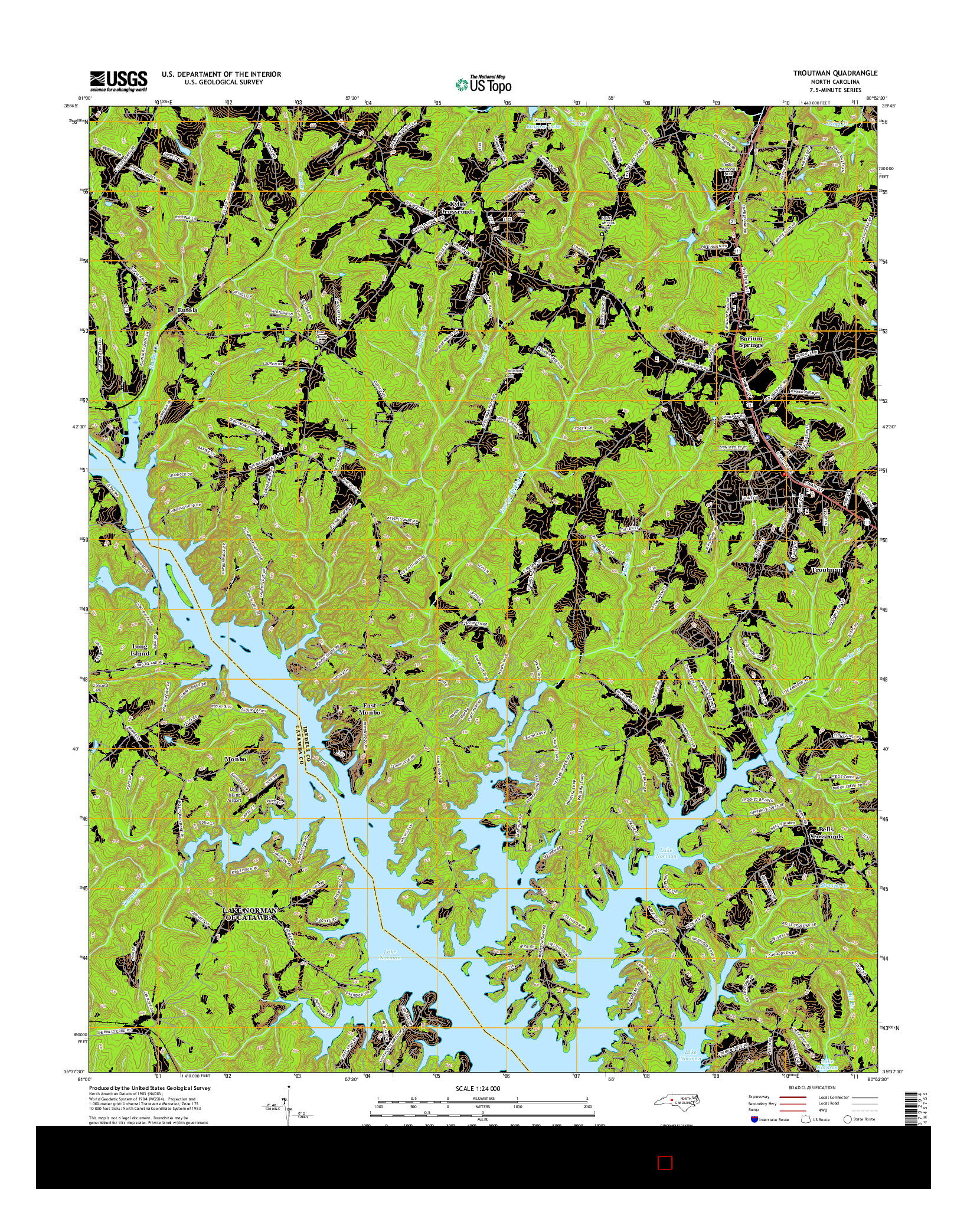 USGS US TOPO 7.5-MINUTE MAP FOR TROUTMAN, NC 2016