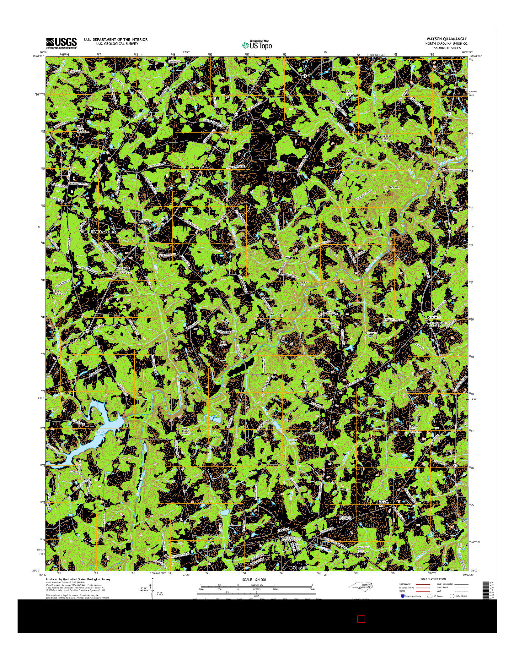 USGS US TOPO 7.5-MINUTE MAP FOR WATSON, NC 2016