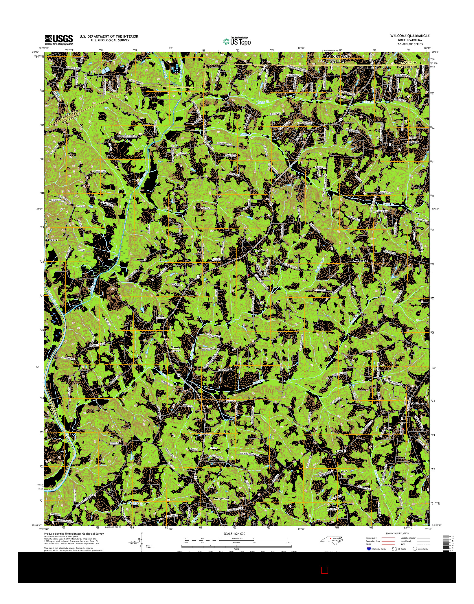 USGS US TOPO 7.5-MINUTE MAP FOR WELCOME, NC 2016