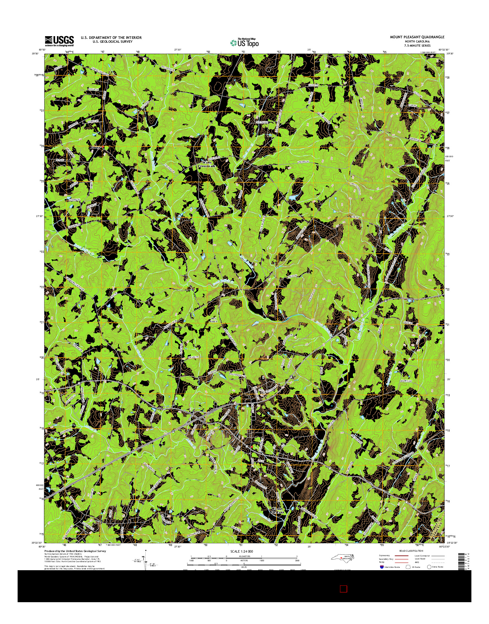 USGS US TOPO 7.5-MINUTE MAP FOR MOUNT PLEASANT, NC 2016