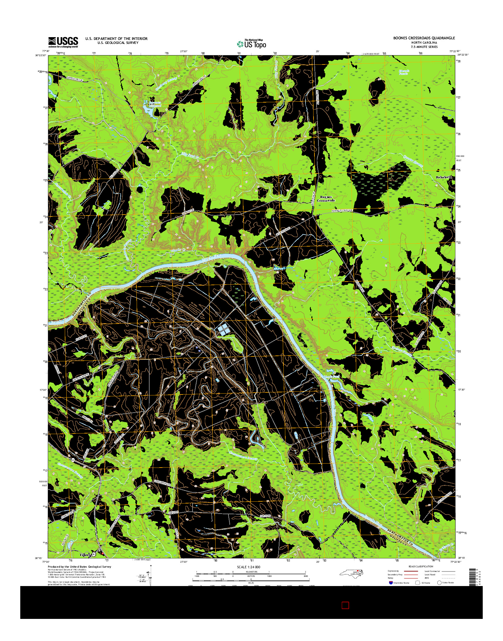 USGS US TOPO 7.5-MINUTE MAP FOR BOONES CROSSROADS, NC 2016