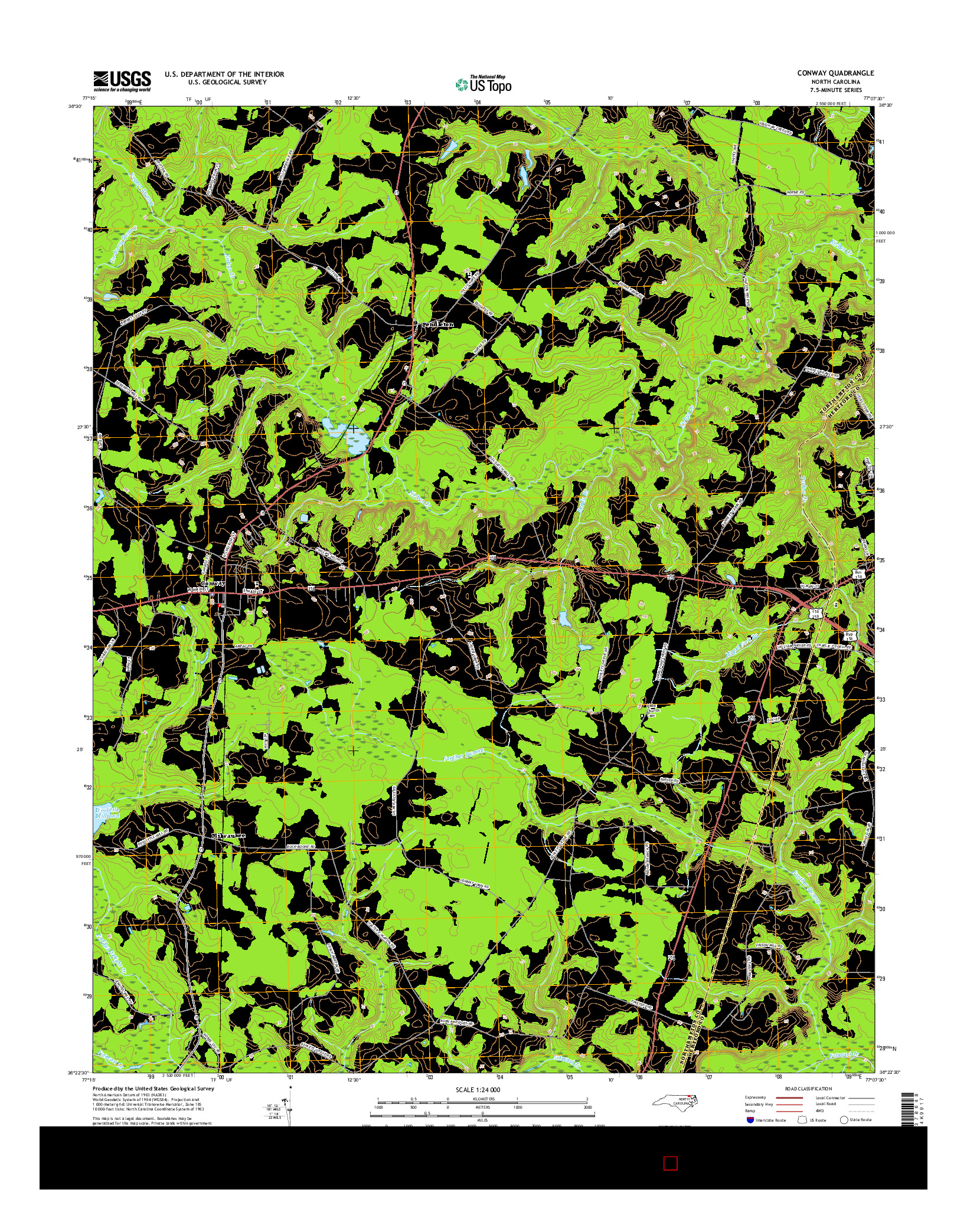 USGS US TOPO 7.5-MINUTE MAP FOR CONWAY, NC 2016