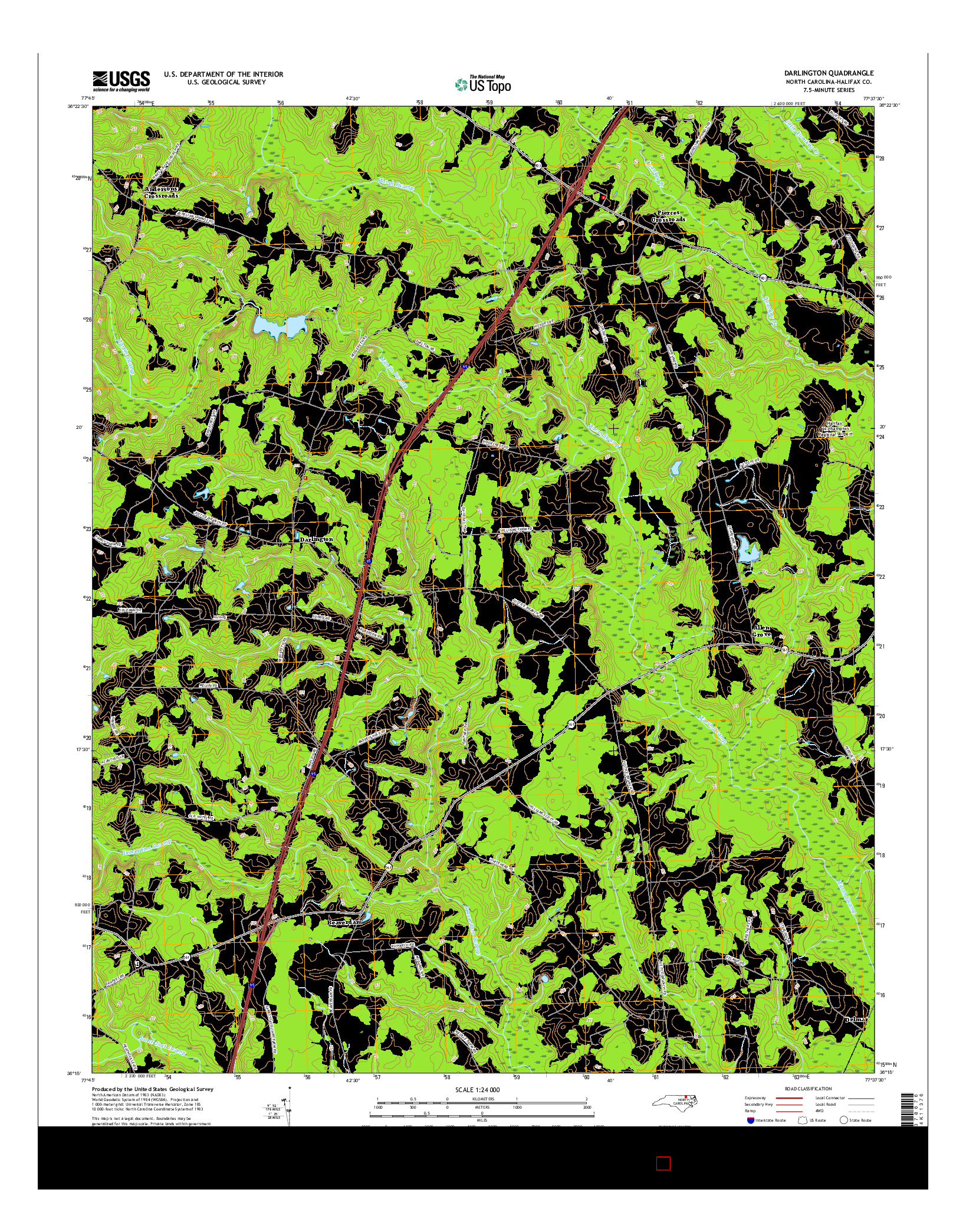 USGS US TOPO 7.5-MINUTE MAP FOR DARLINGTON, NC 2016