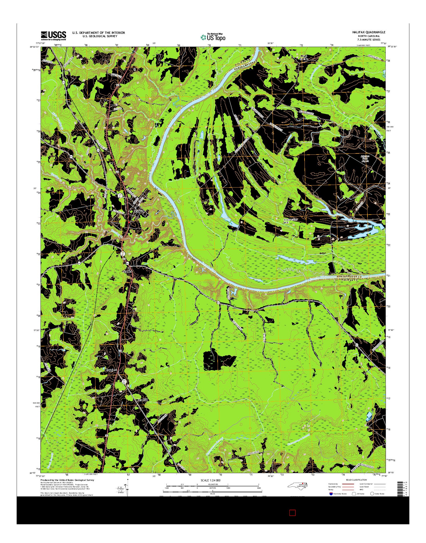 USGS US TOPO 7.5-MINUTE MAP FOR HALIFAX, NC 2016