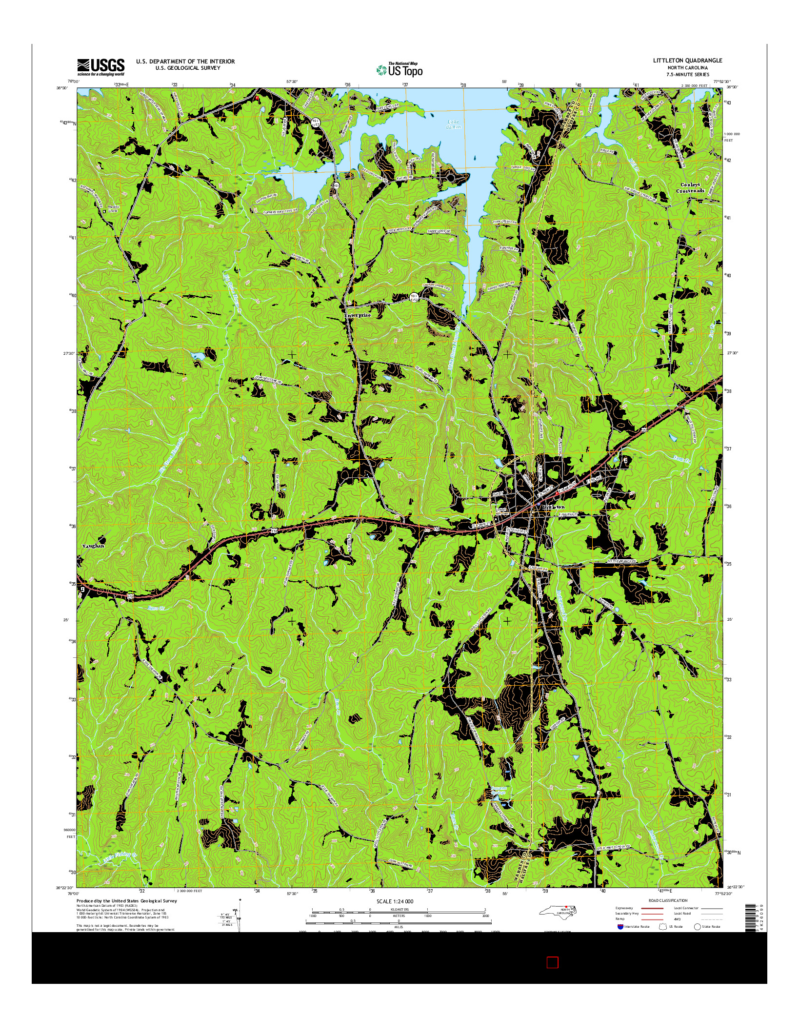 USGS US TOPO 7.5-MINUTE MAP FOR LITTLETON, NC 2016