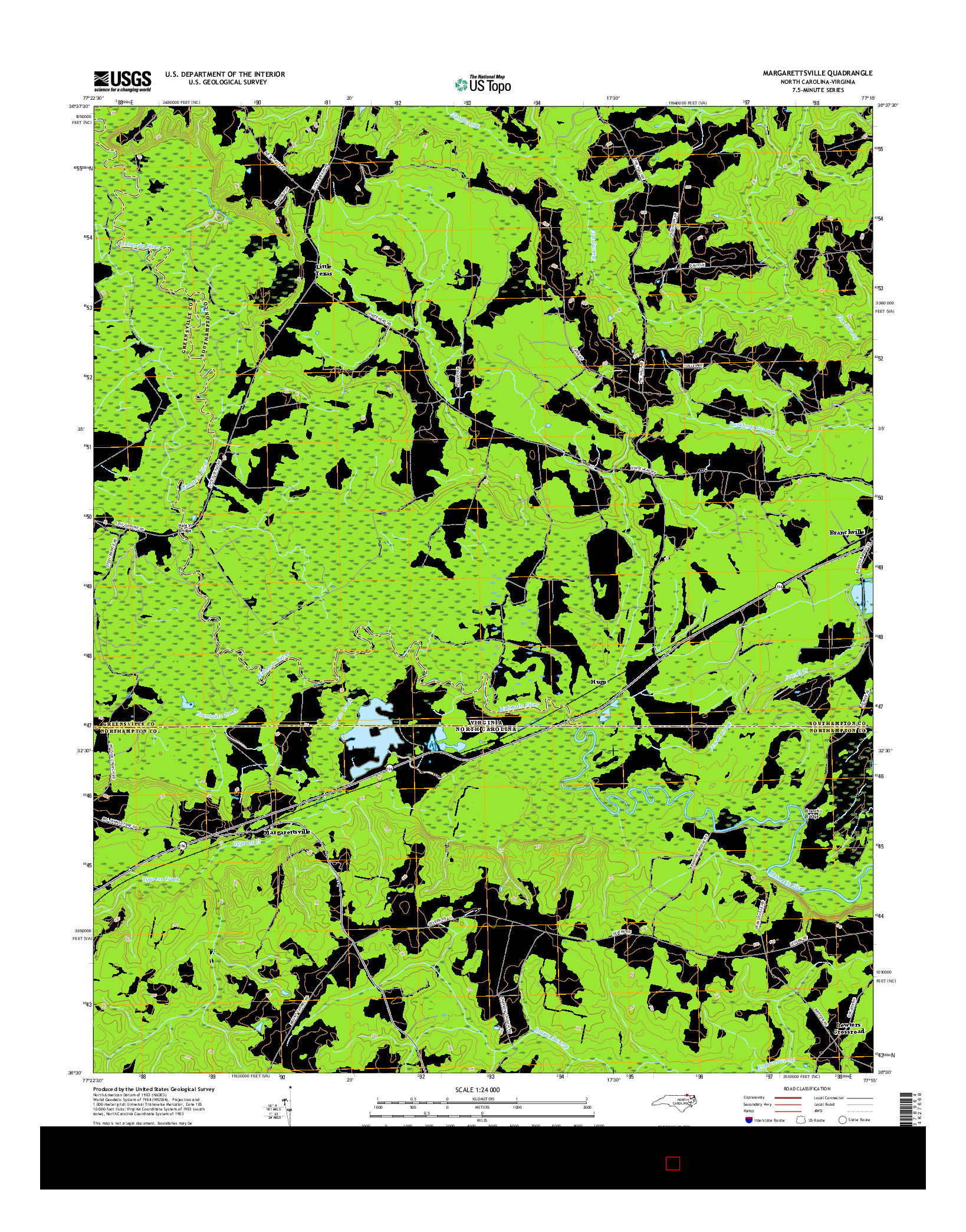 USGS US TOPO 7.5-MINUTE MAP FOR MARGARETTSVILLE, NC-VA 2016