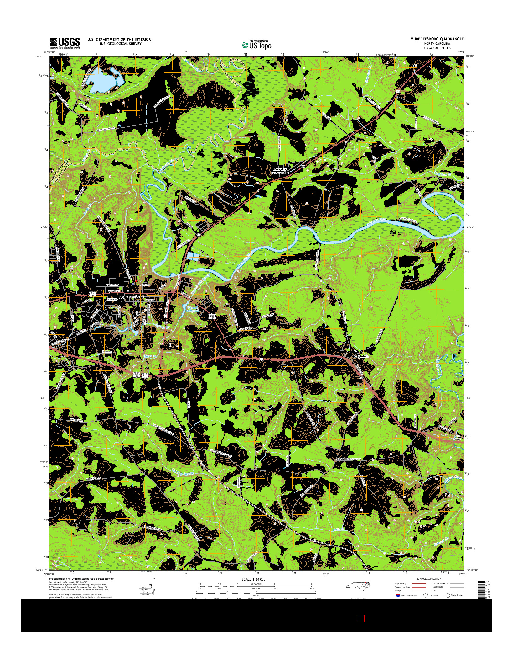 USGS US TOPO 7.5-MINUTE MAP FOR MURFREESBORO, NC 2016