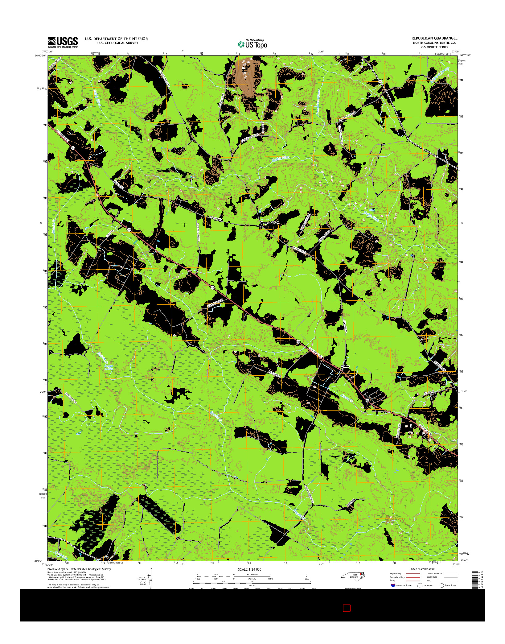 USGS US TOPO 7.5-MINUTE MAP FOR REPUBLICAN, NC 2016