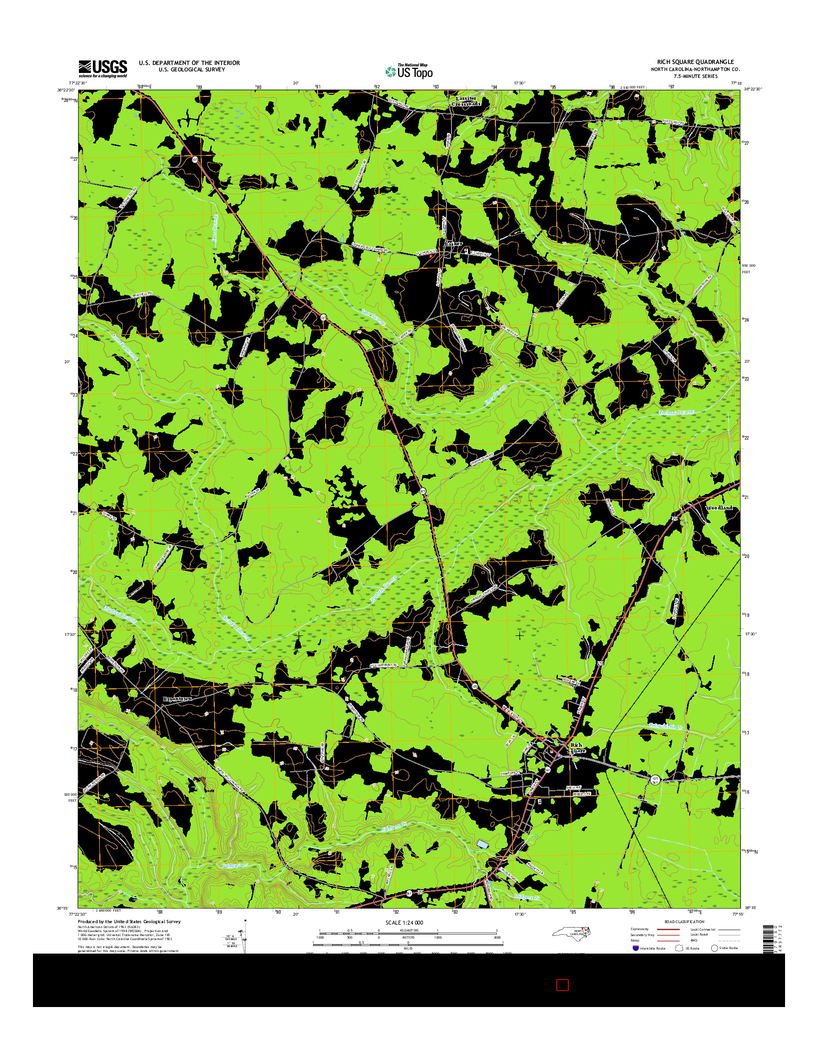 USGS US TOPO 7.5-MINUTE MAP FOR RICH SQUARE, NC 2016