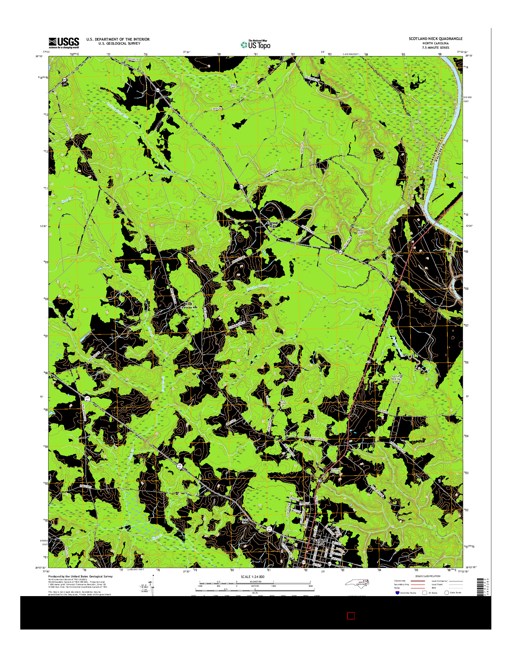 USGS US TOPO 7.5-MINUTE MAP FOR SCOTLAND NECK, NC 2016