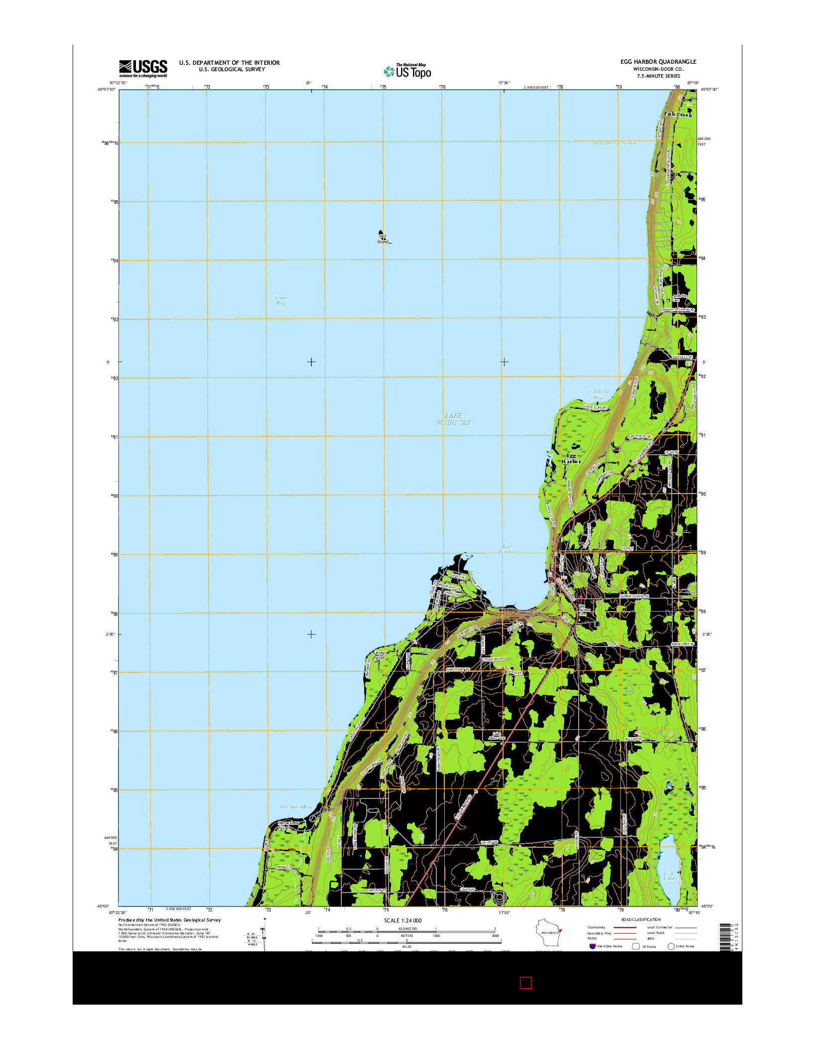 USGS US TOPO 7.5-MINUTE MAP FOR EGG HARBOR, WI 2016