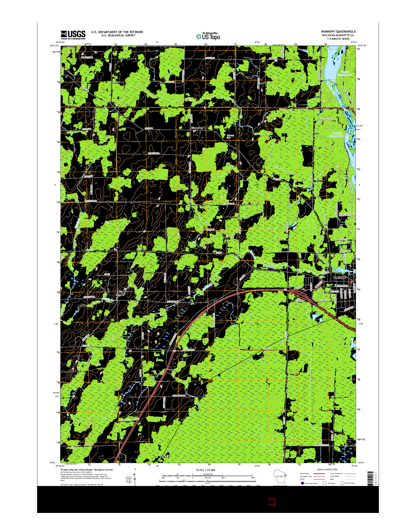 USGS US TOPO 7.5-MINUTE MAP FOR HARMONY, WI 2016