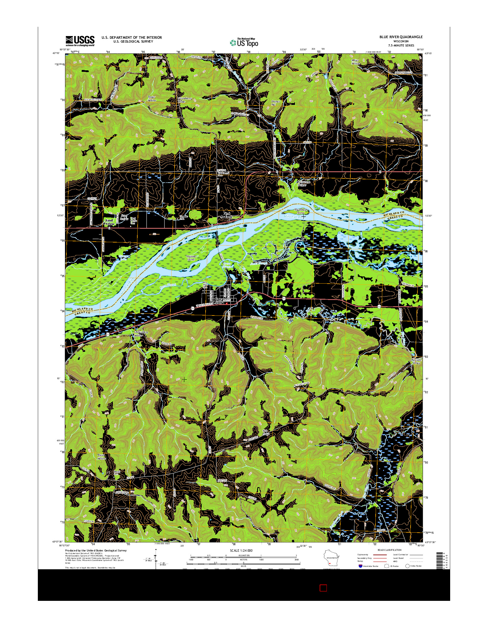 USGS US TOPO 7.5-MINUTE MAP FOR BLUE RIVER, WI 2016