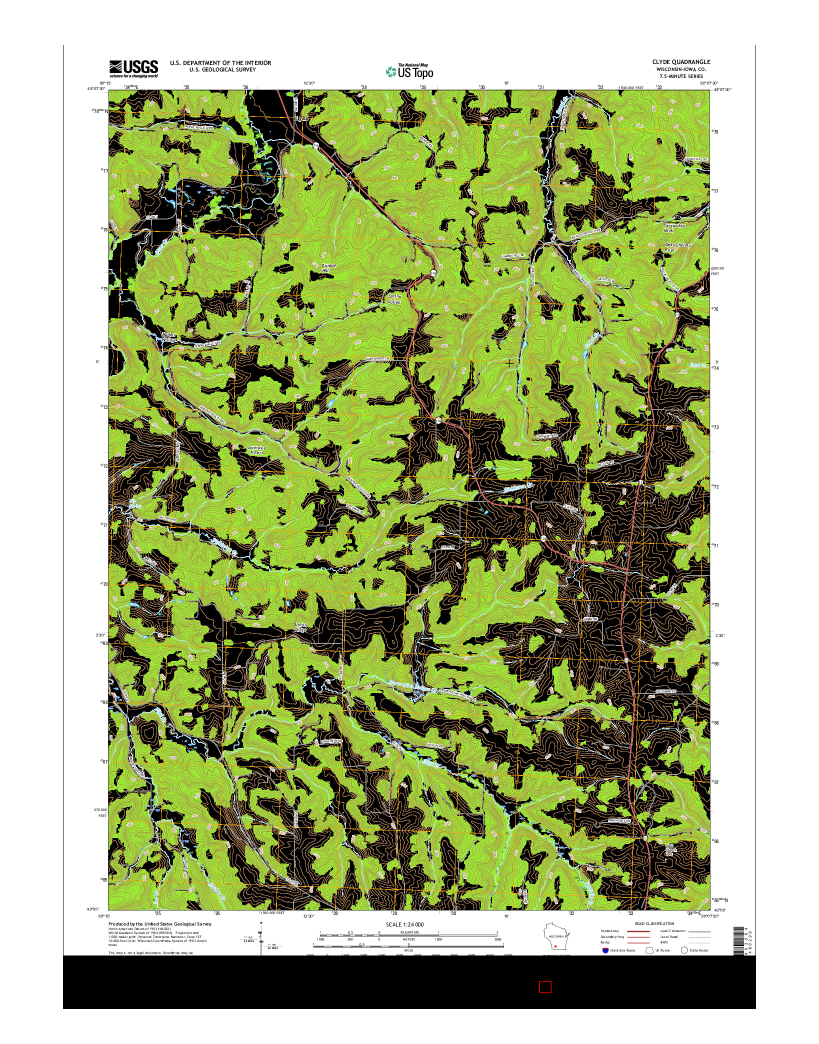 USGS US TOPO 7.5-MINUTE MAP FOR CLYDE, WI 2016
