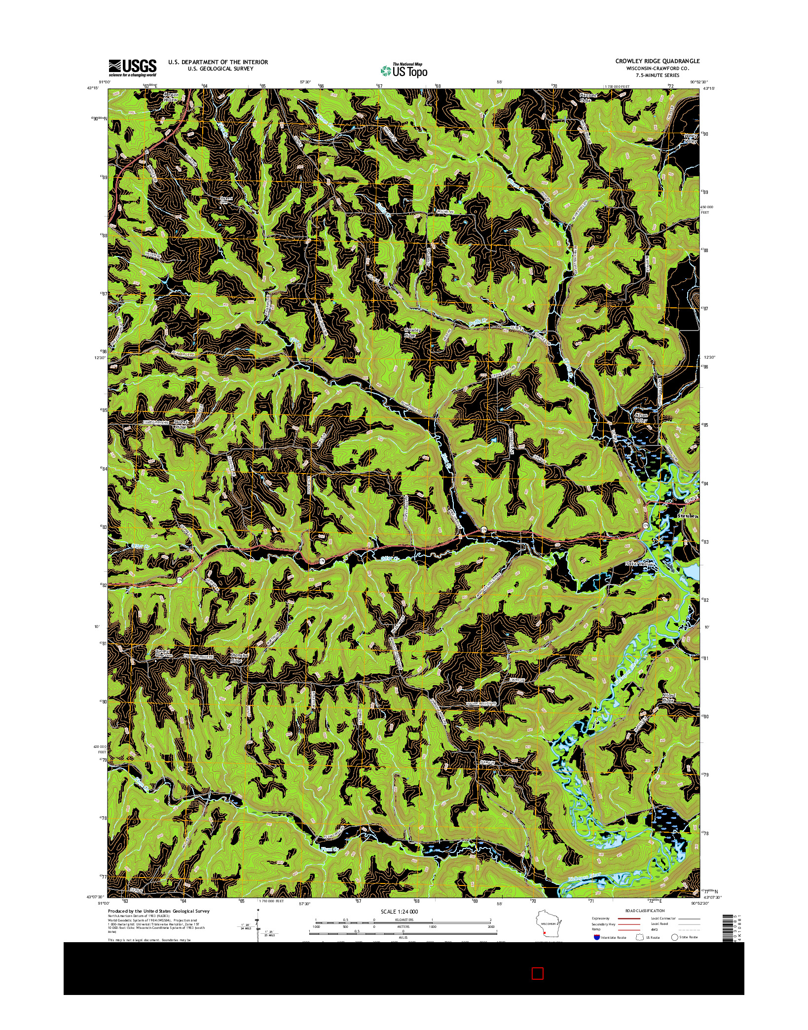 USGS US TOPO 7.5-MINUTE MAP FOR CROWLEY RIDGE, WI 2016