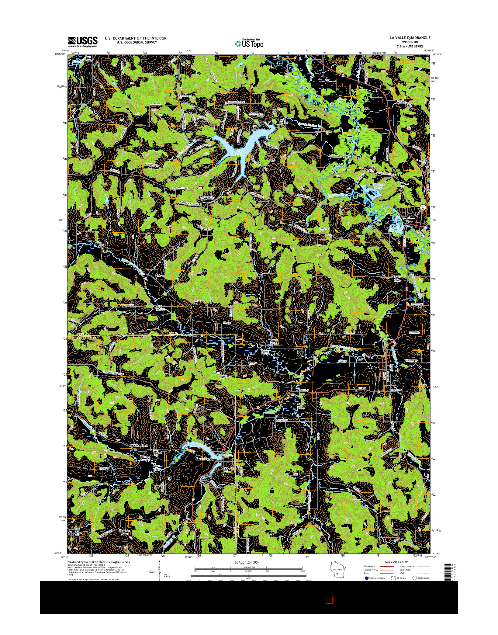 USGS US TOPO 7.5-MINUTE MAP FOR LA VALLE, WI 2016