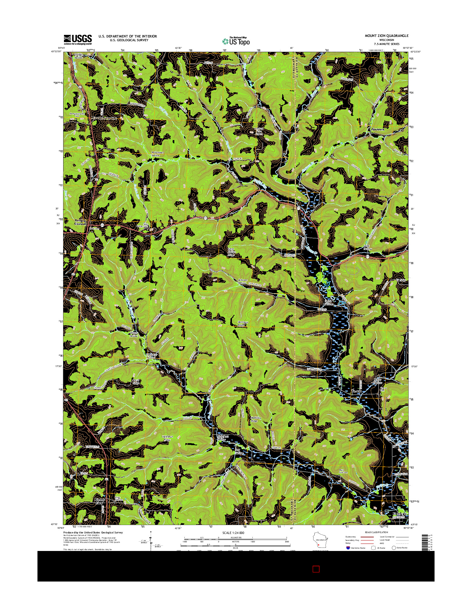 USGS US TOPO 7.5-MINUTE MAP FOR MOUNT ZION, WI 2016