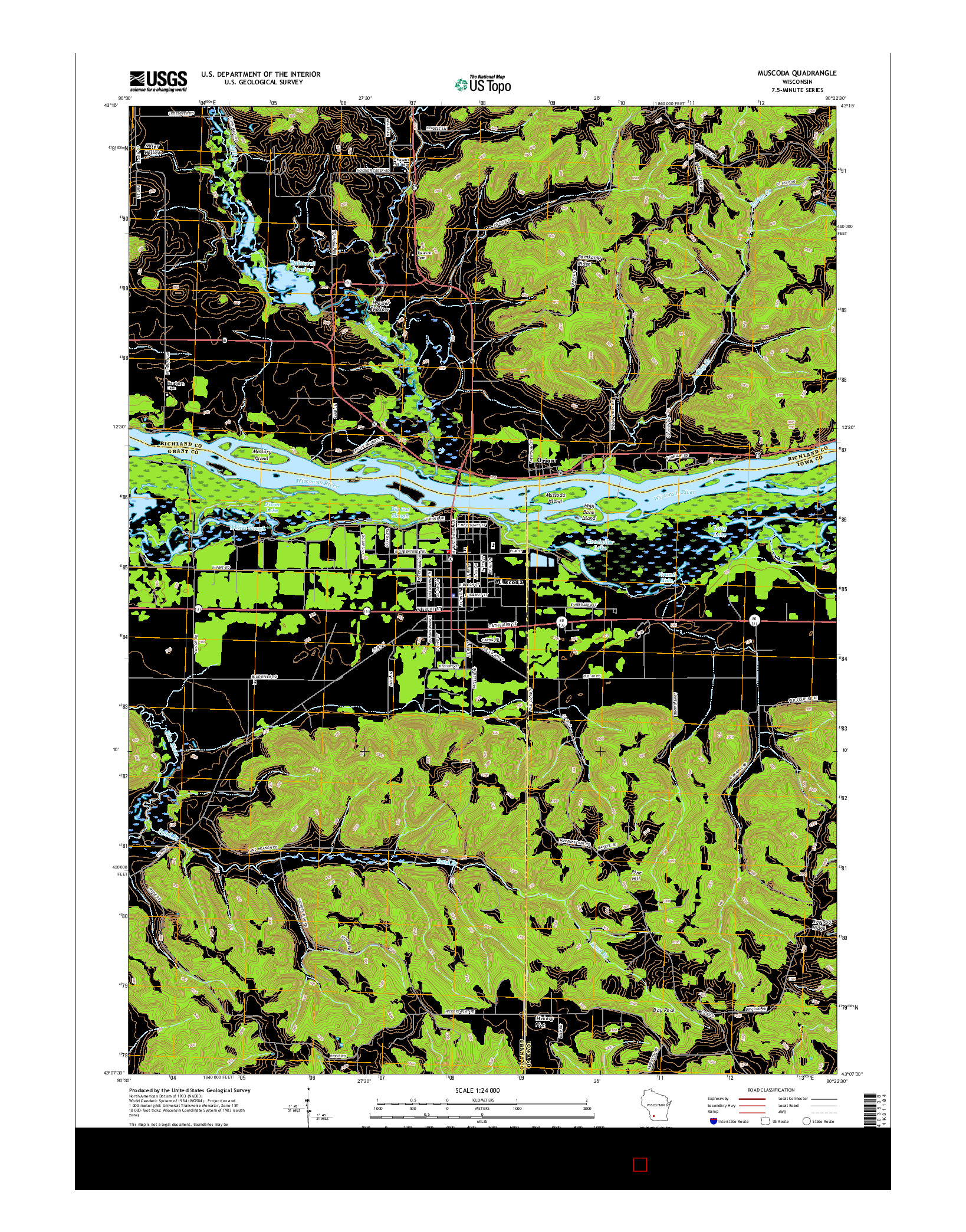 USGS US TOPO 7.5-MINUTE MAP FOR MUSCODA, WI 2016