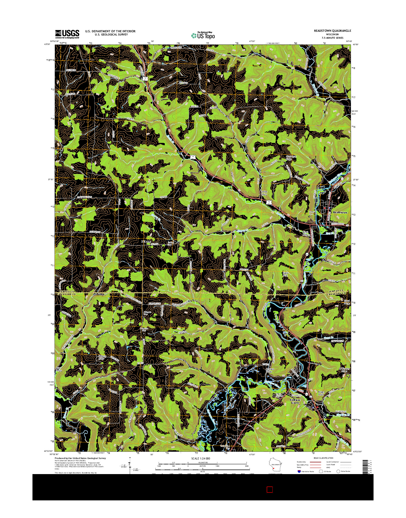 USGS US TOPO 7.5-MINUTE MAP FOR READSTOWN, WI 2016