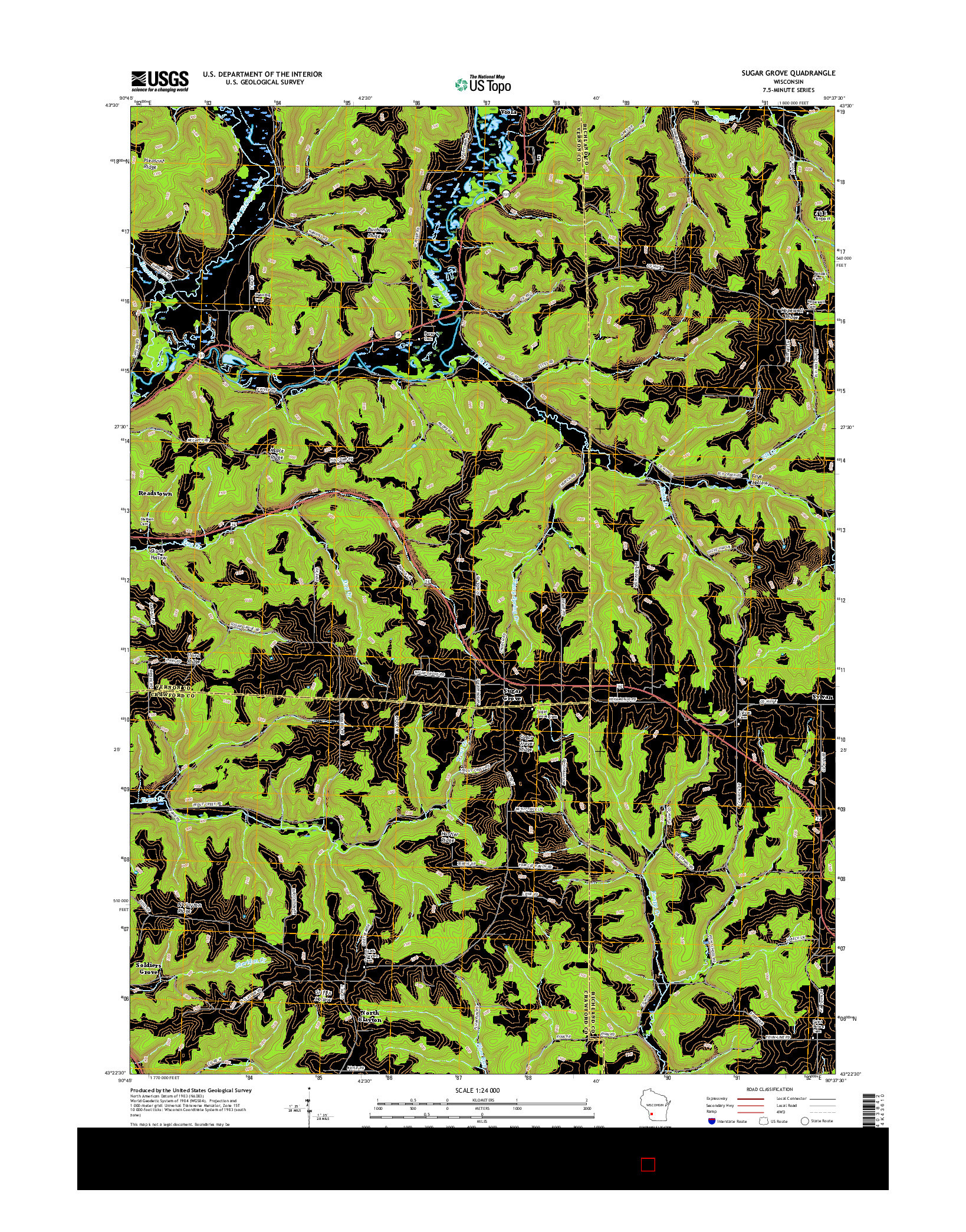 USGS US TOPO 7.5-MINUTE MAP FOR SUGAR GROVE, WI 2016