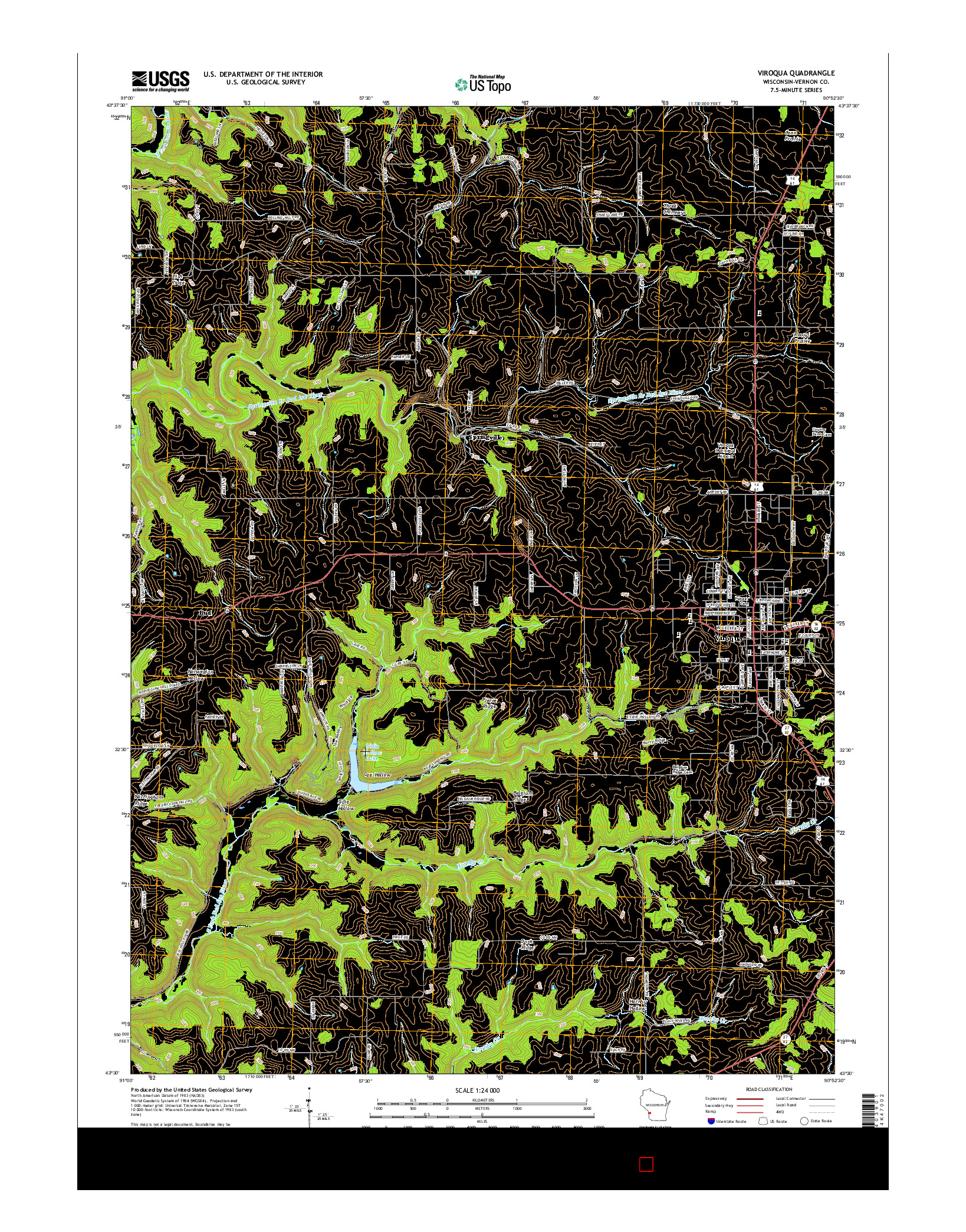 USGS US TOPO 7.5-MINUTE MAP FOR VIROQUA, WI 2016