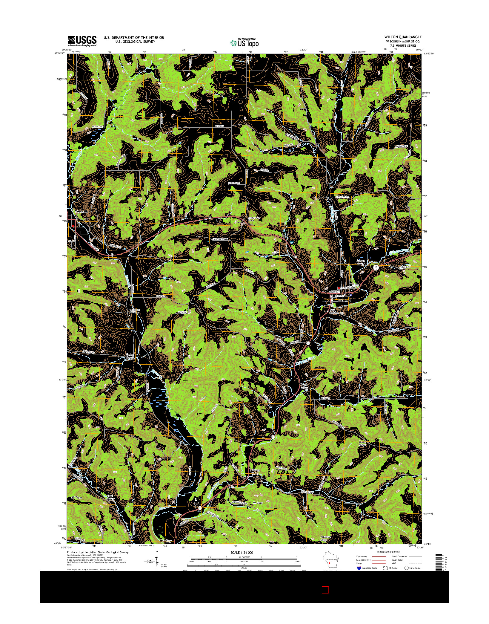 USGS US TOPO 7.5-MINUTE MAP FOR WILTON, WI 2016