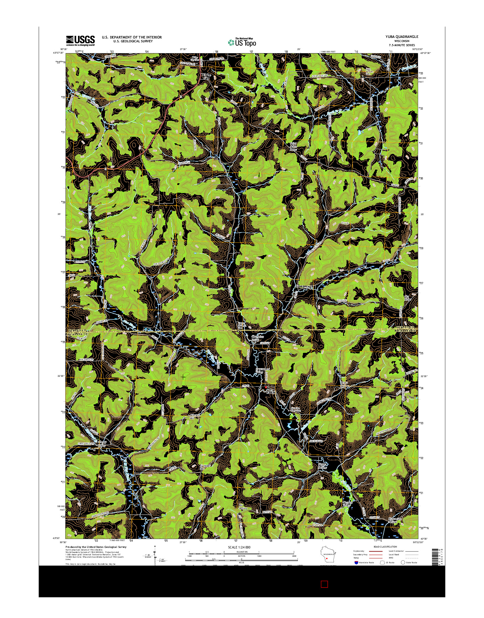 USGS US TOPO 7.5-MINUTE MAP FOR YUBA, WI 2016