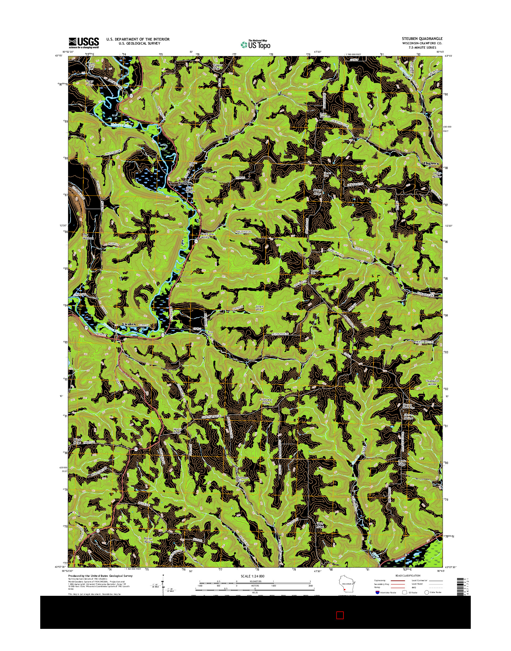 USGS US TOPO 7.5-MINUTE MAP FOR STEUBEN, WI 2016