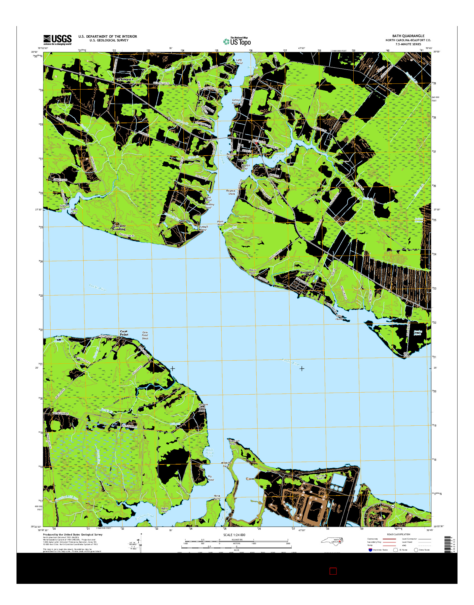 USGS US TOPO 7.5-MINUTE MAP FOR BATH, NC 2016