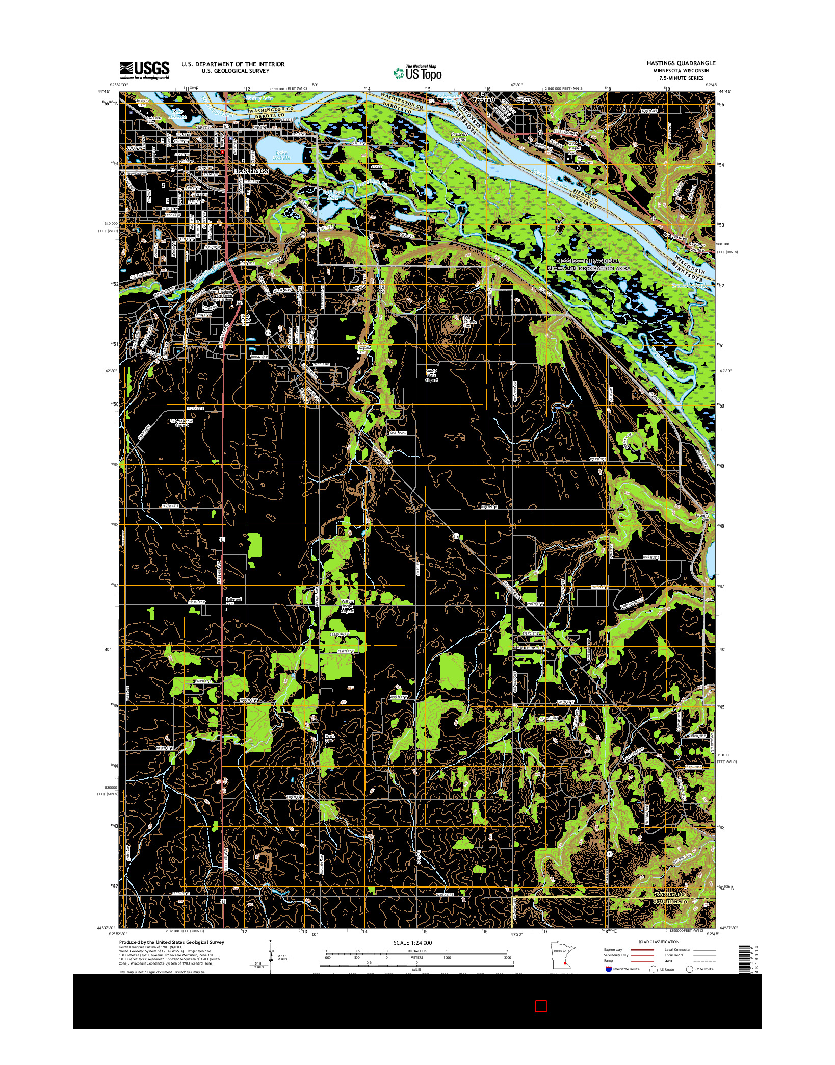 USGS US TOPO 7.5-MINUTE MAP FOR HASTINGS, MN-WI 2016