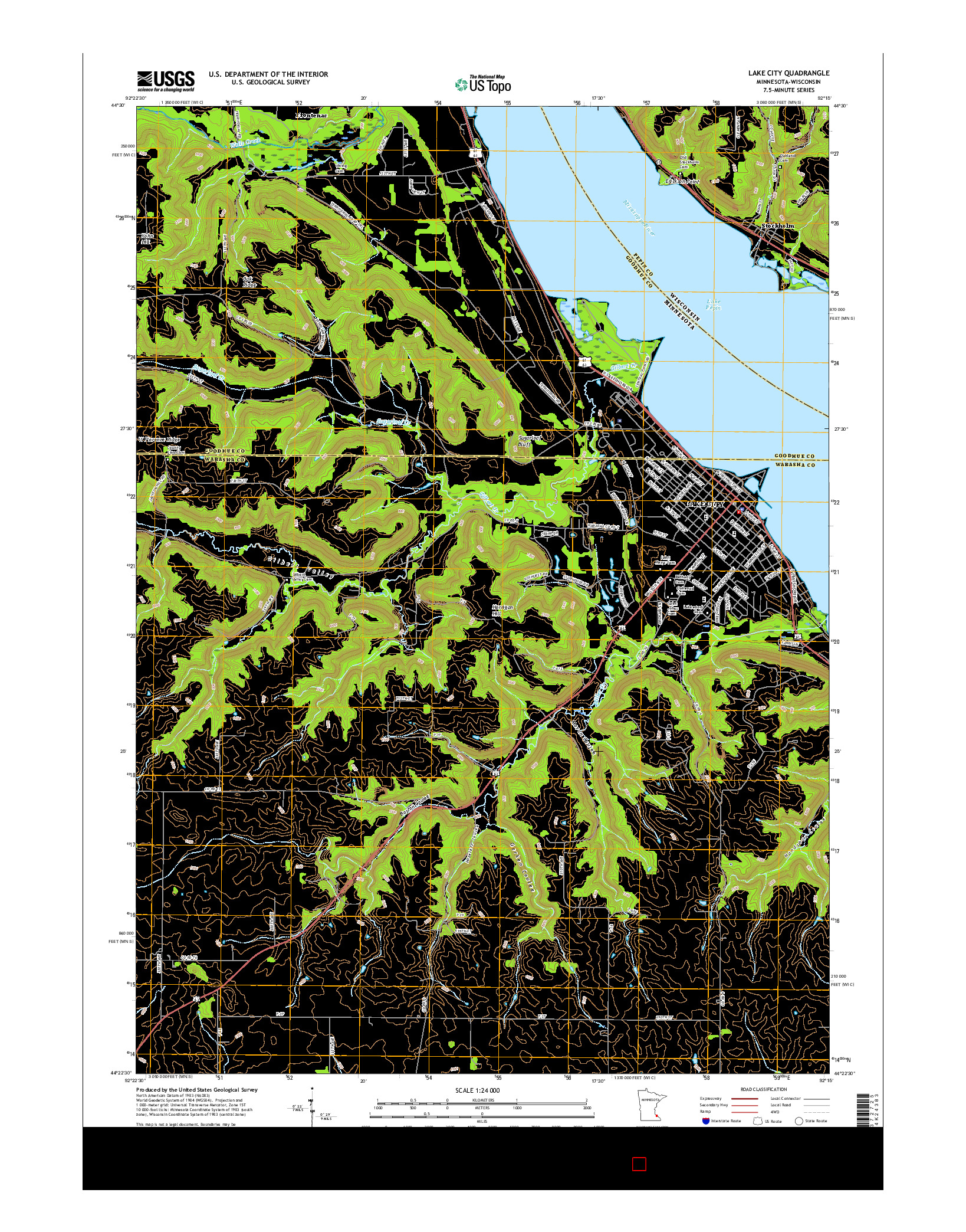 USGS US TOPO 7.5-MINUTE MAP FOR LAKE CITY, MN-WI 2016
