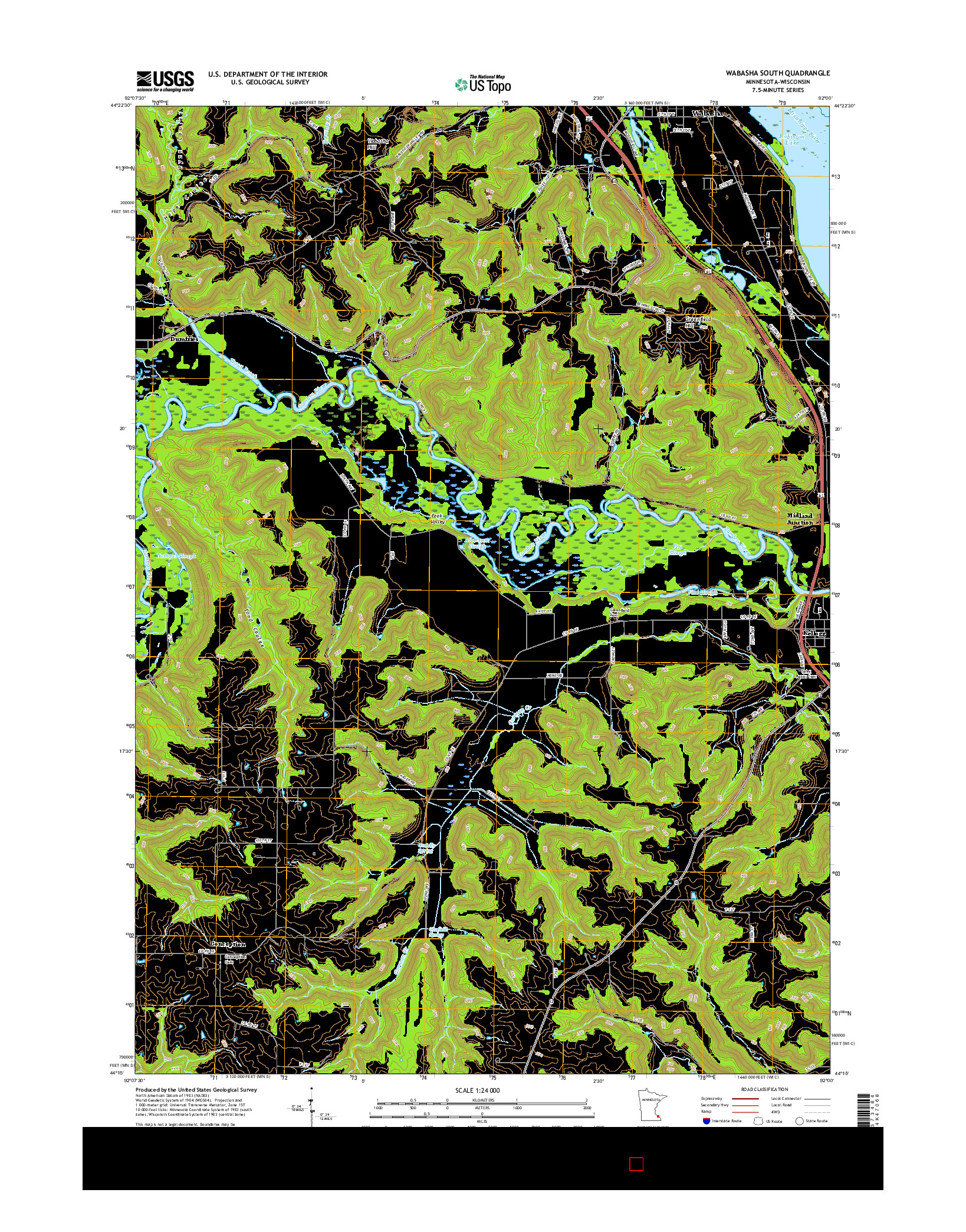 USGS US TOPO 7.5-MINUTE MAP FOR WABASHA SOUTH, MN-WI 2016