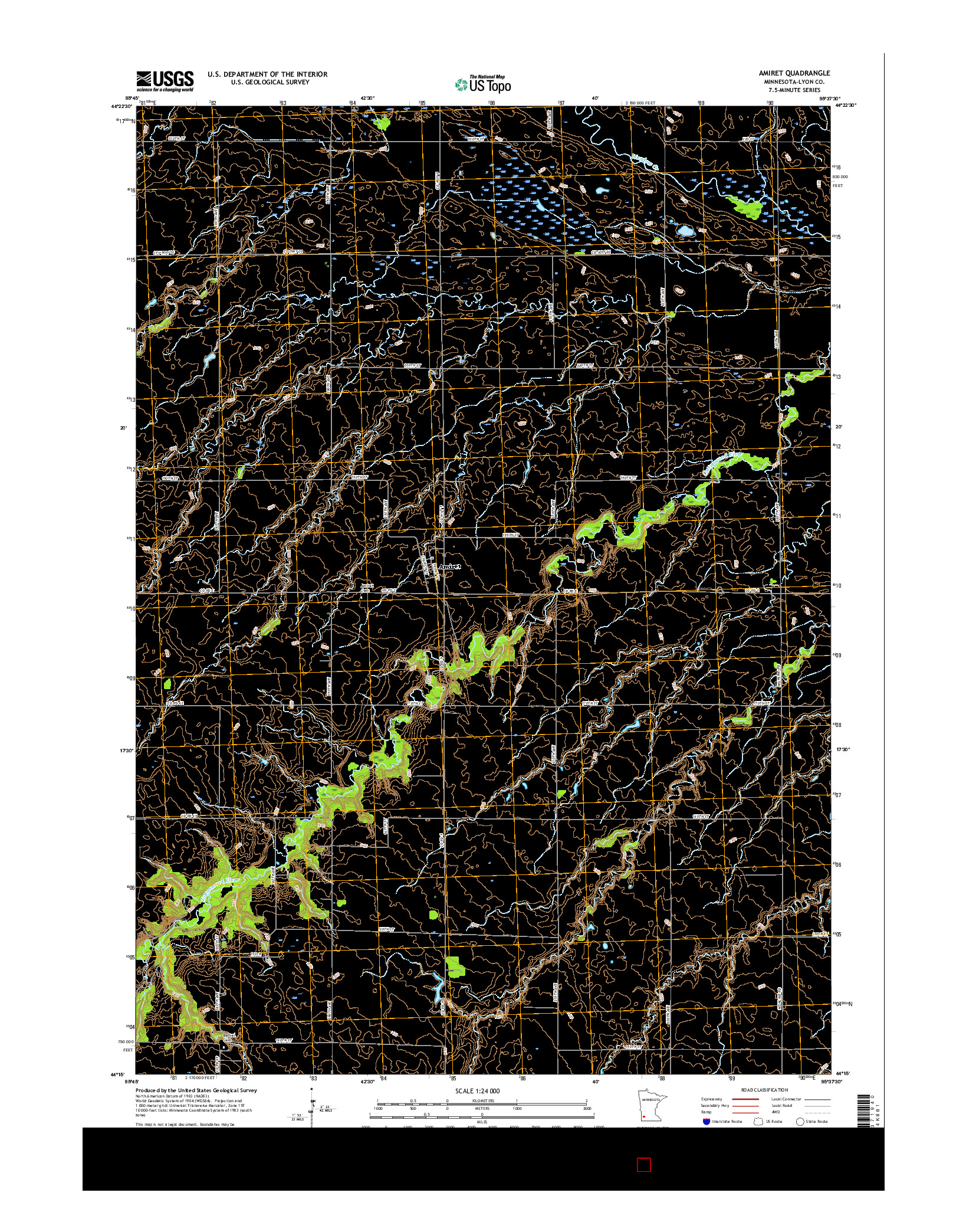 USGS US TOPO 7.5-MINUTE MAP FOR AMIRET, MN 2016