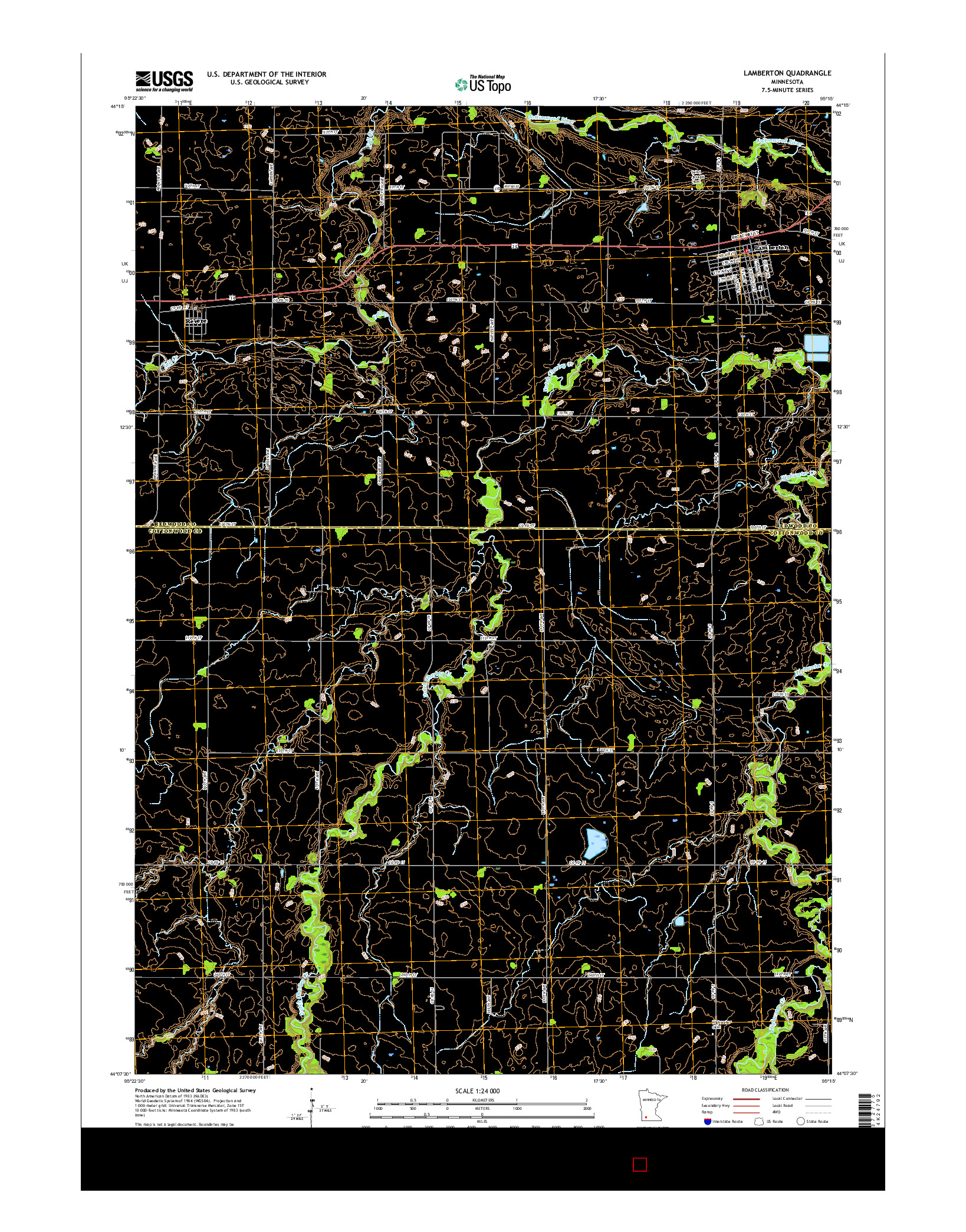 USGS US TOPO 7.5-MINUTE MAP FOR LAMBERTON, MN 2016