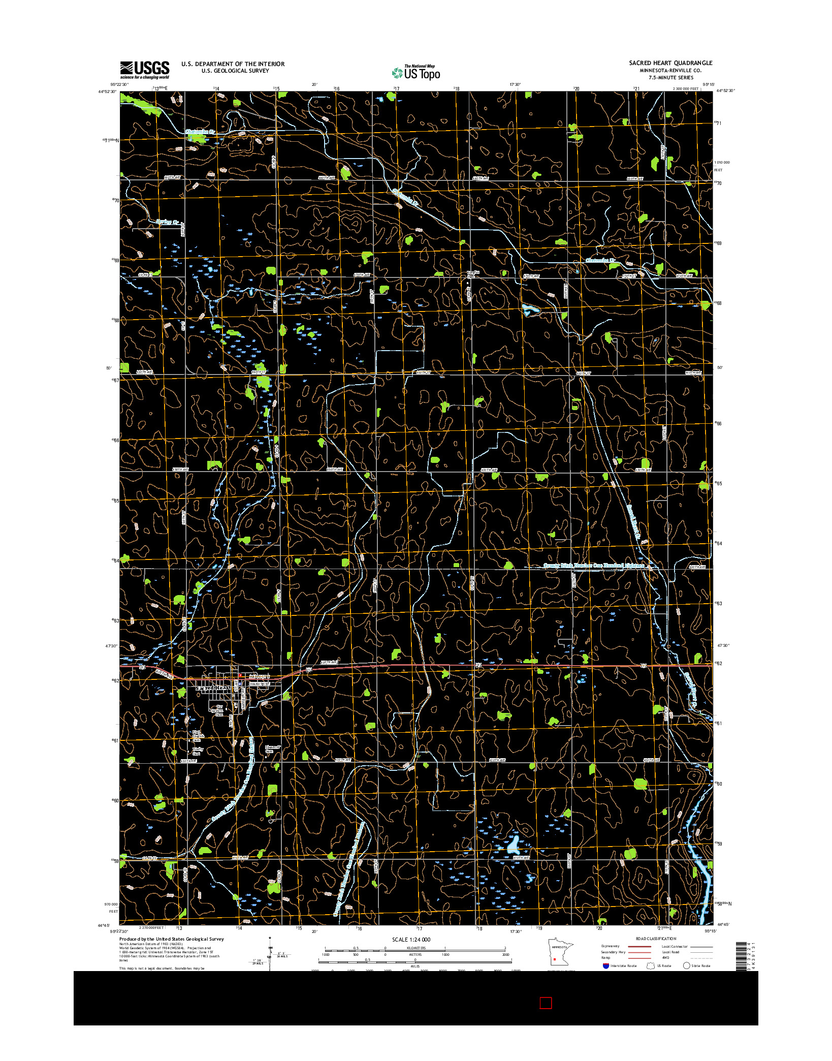 USGS US TOPO 7.5-MINUTE MAP FOR SACRED HEART, MN 2016